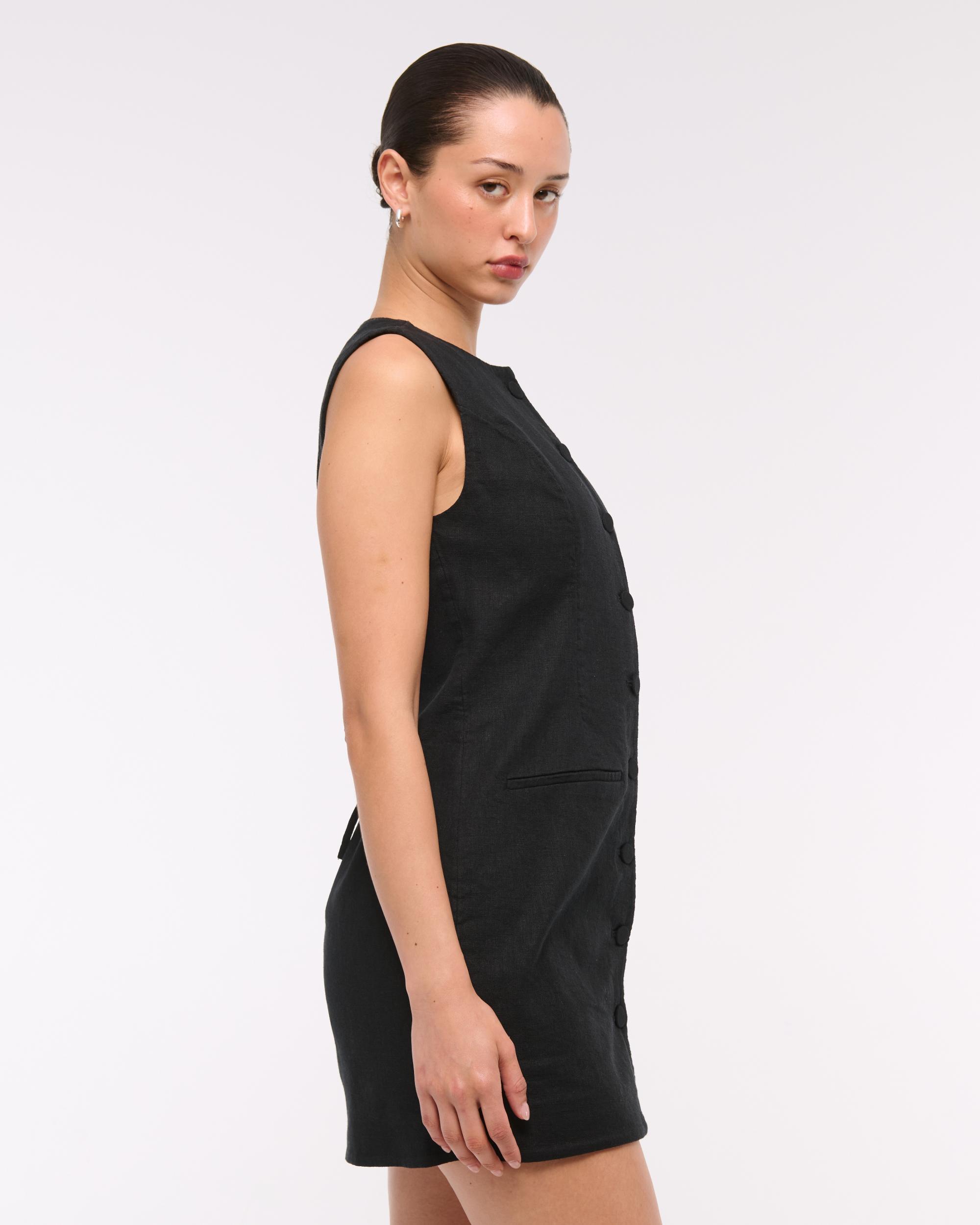 The A&F Mara Linen-Blend Mini Dress Product Image