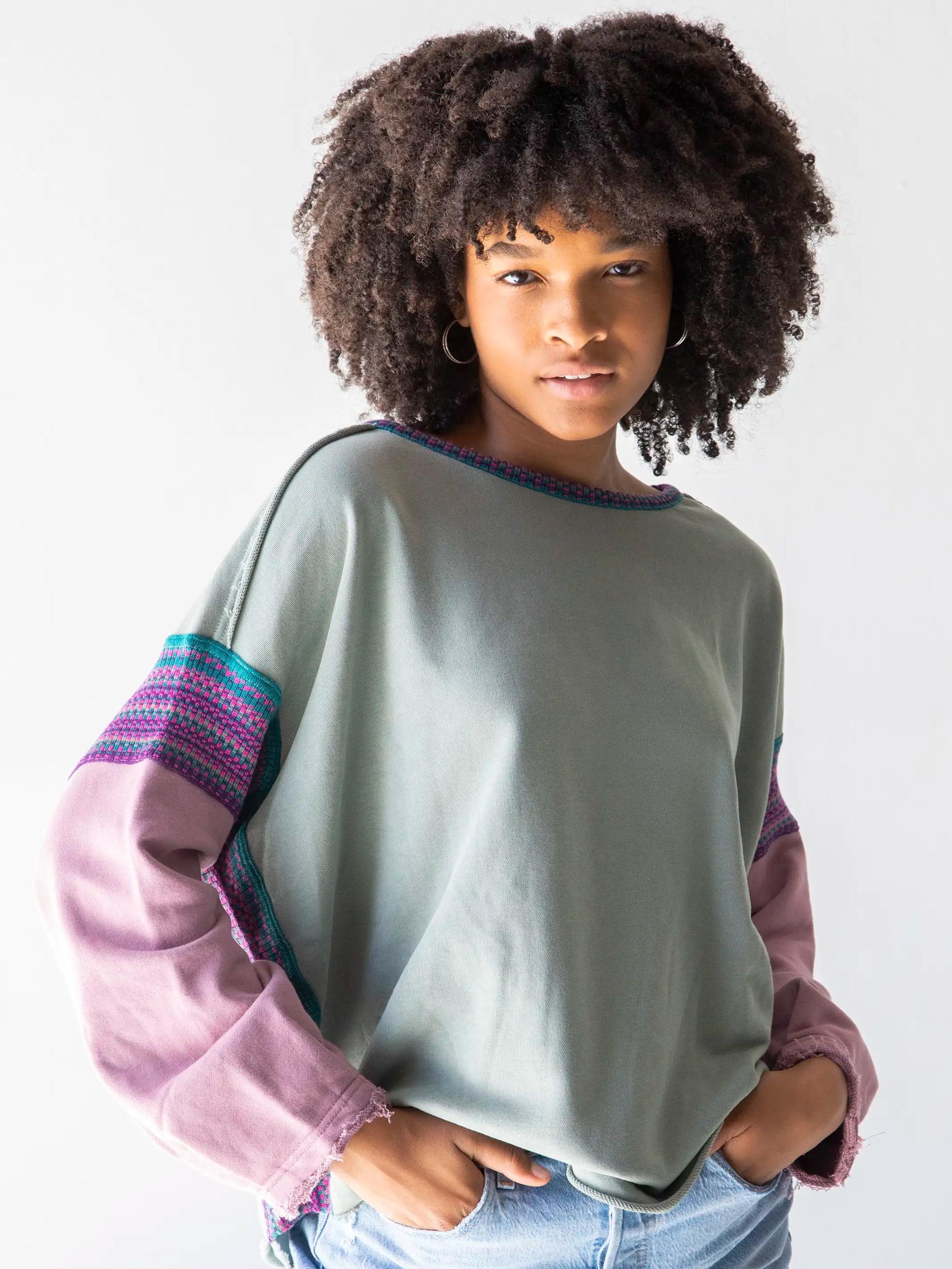 Knit Trim Sweatshirt Product Image