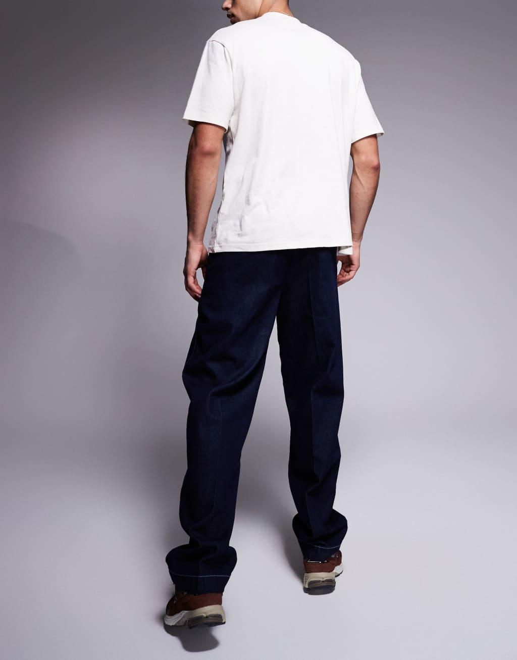 ASOS DESIGN baggy workpant jeans in raw wash Product Image