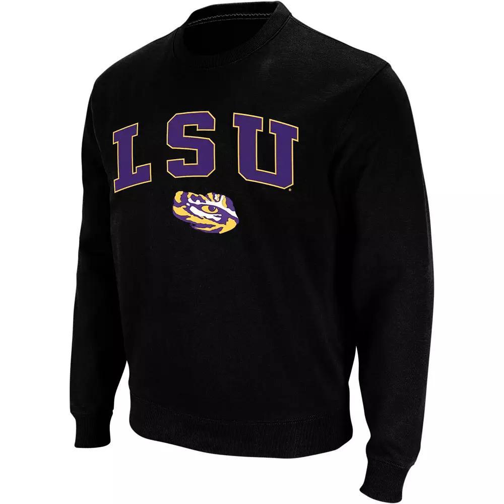 Men's Colosseum Charcoal LSU Tigers Arch & Logo Crew Neck Sweatshirt, Size: Large Product Image