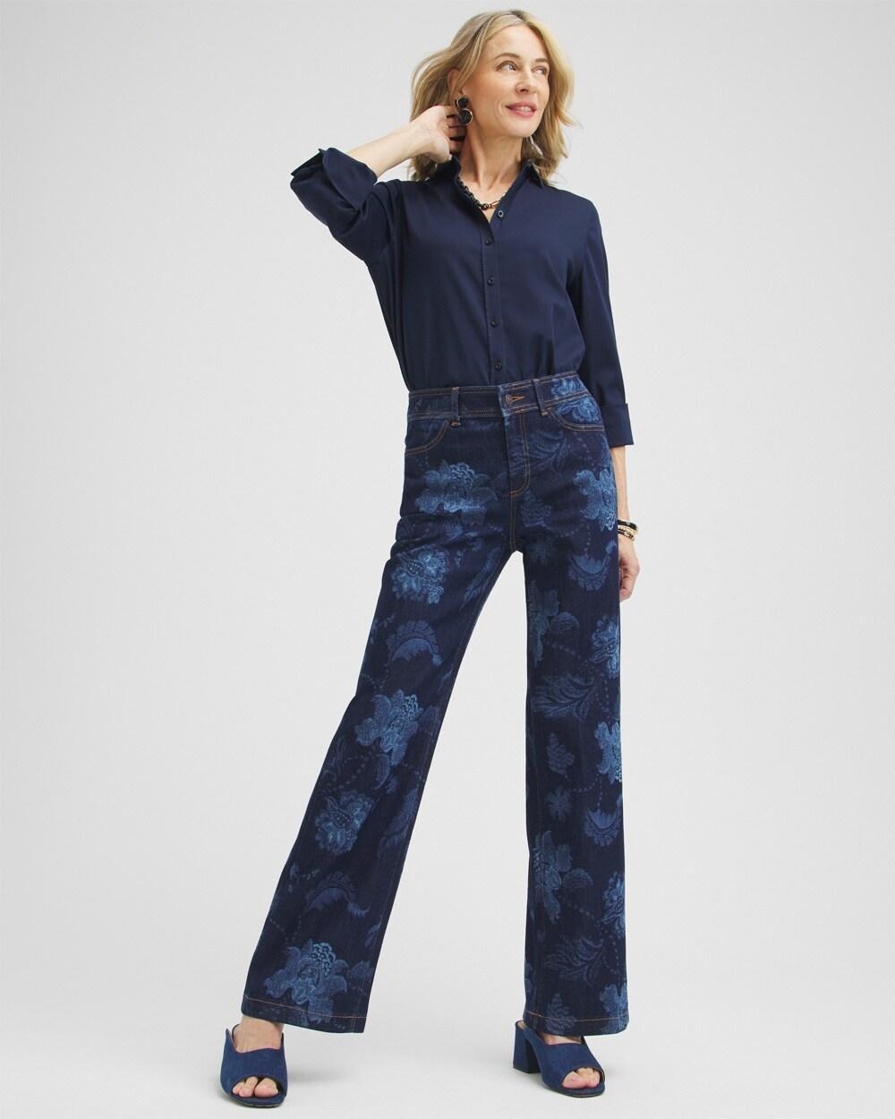 Floral Laser Print Trouser Jeans Product Image