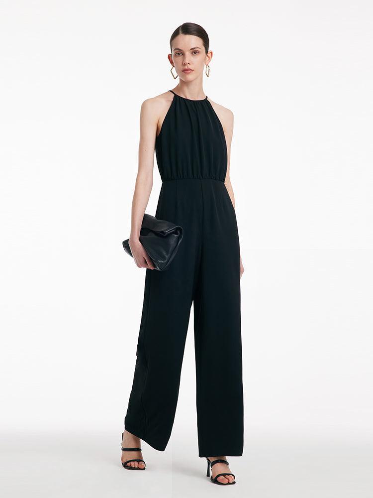 Halter Camisole Gathered Waist Jumpsuit Product Image