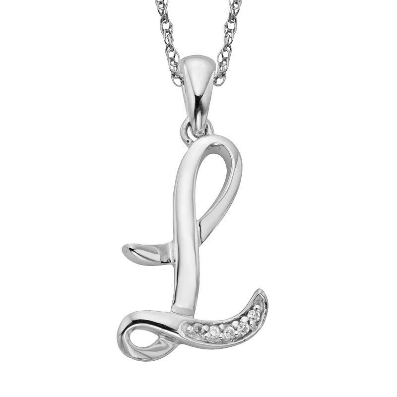 Sterling Silver Diamond Accent Initial Pendant, Womens Product Image