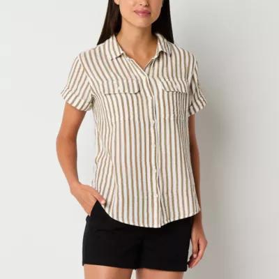 a.n.a Womens Short Sleeve Regular Fit Button-Down Shirt Product Image