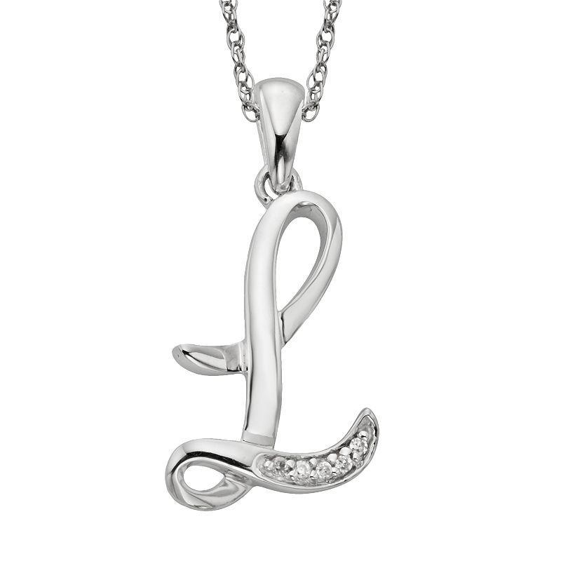 Sterling Silver Diamond Accent Initial Pendant, Womens Product Image