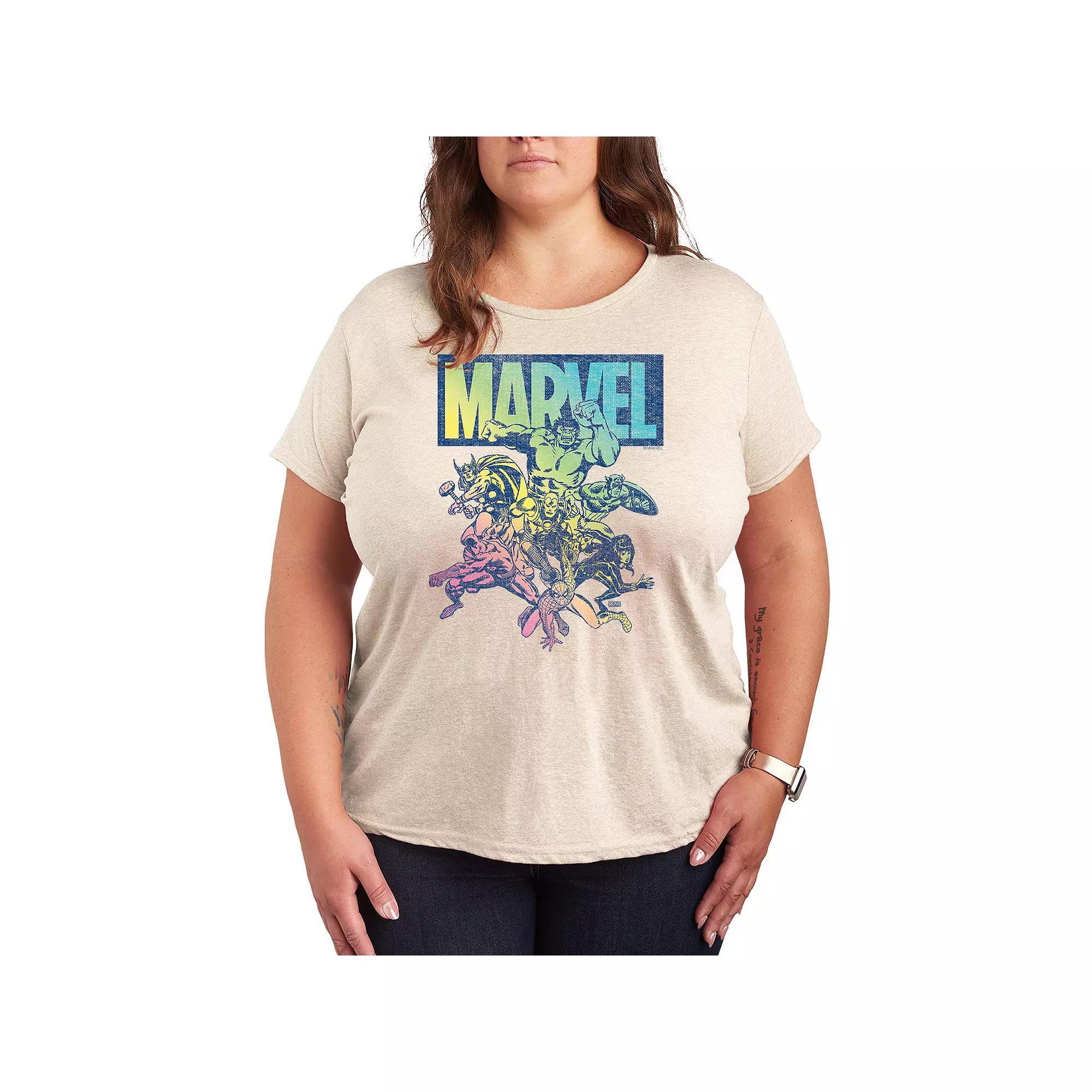 Plus Size Marvel Group Rainbow Graphic Tee, Womens Product Image