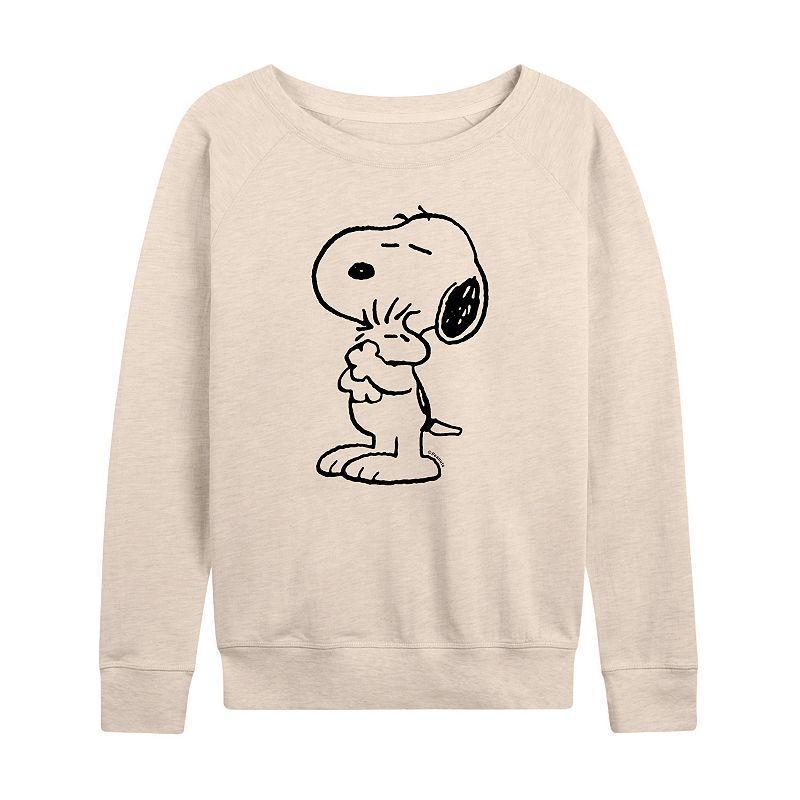 Plus Size Peanuts Snoopy Loves Woodstock French Terry Long Sleeve Tee, Womens Brown Product Image