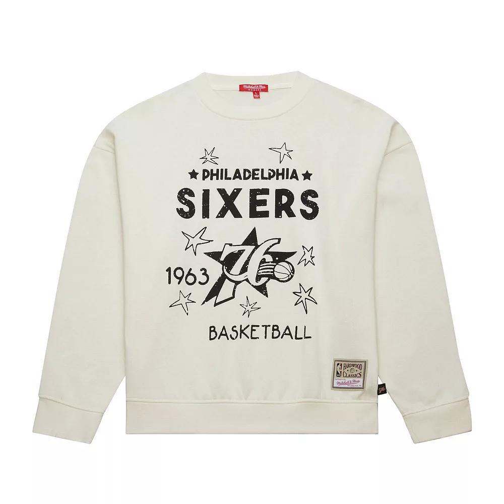 Women's Mitchell & Ness Cream Philadelphia 76ers Hardwood Classics Pullover Sweatshirt, Size: Small, 76r Beige Product Image