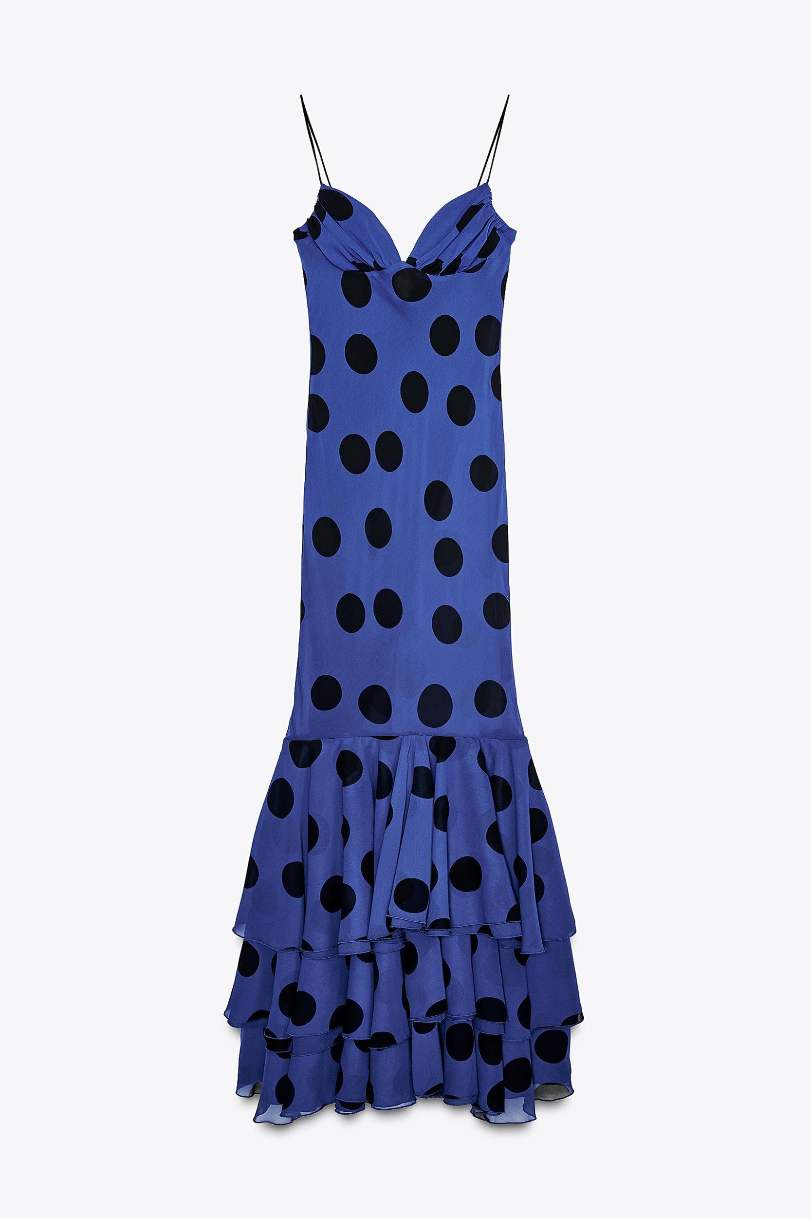 POLKA DOT RUFFLE LONG DRESS Product Image