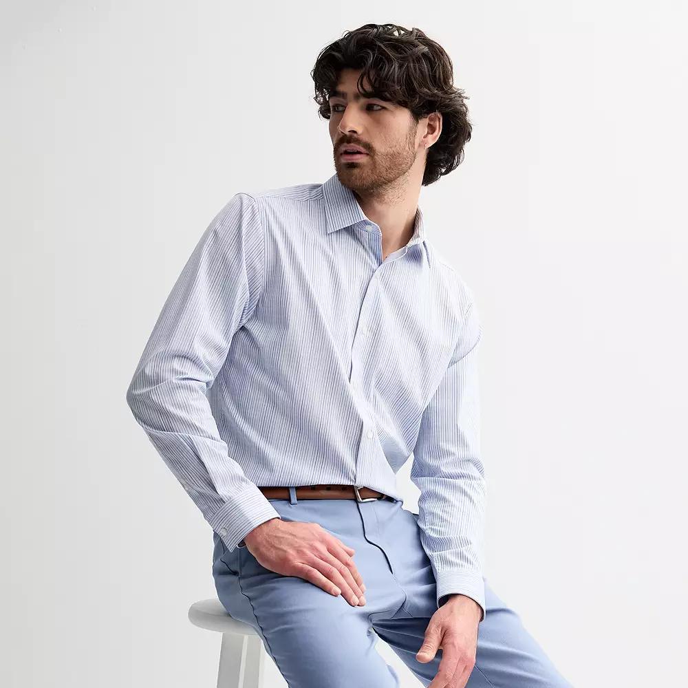 Men's Apt. 9® Premier Flex Regular-Fit Wrinkle Resistant Dress Shirt, Size: XL-34/35, Snorkel Blue Stripe Product Image