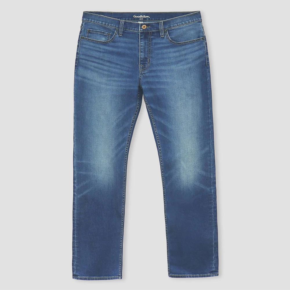 Men's Fit Jeans - Goodfellow & Co™ Medium Wash 34x32: Mid Rise, Relaxed Leg Denim Product Image