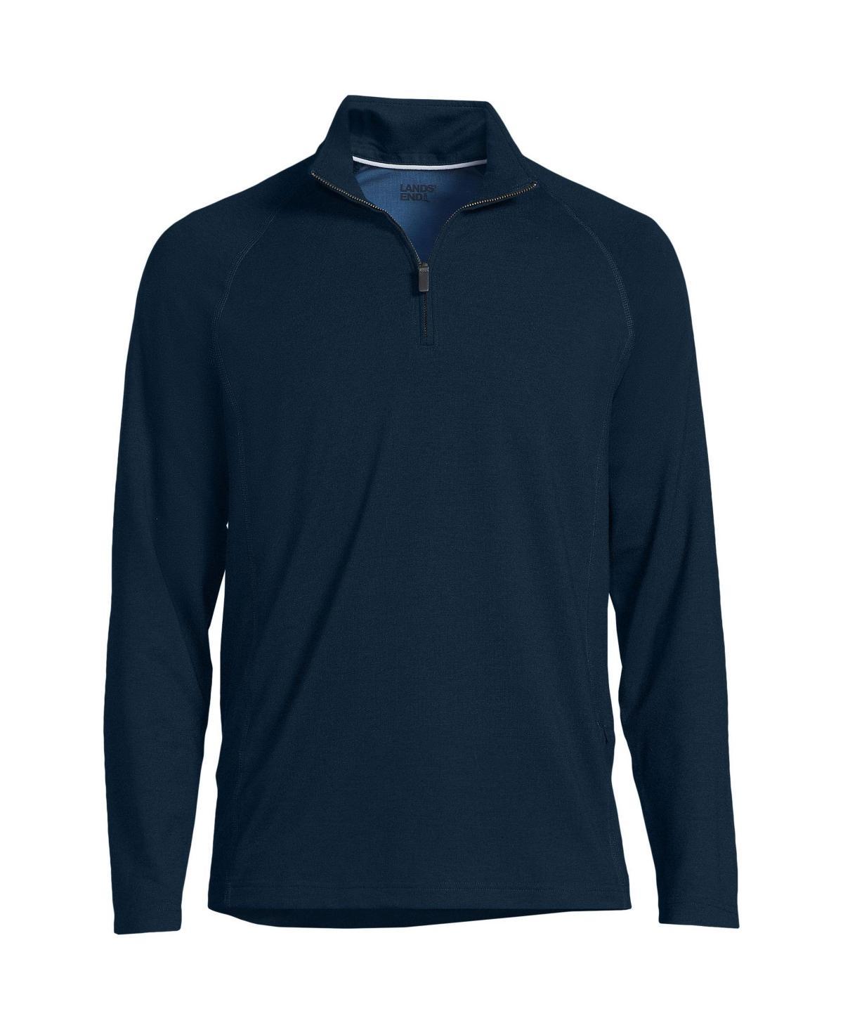 Men's Lands' End Long Sleeve Raglan French Terry Quarter Zip Sweatshirt, Size: XL, Dark Camel Grey Product Image