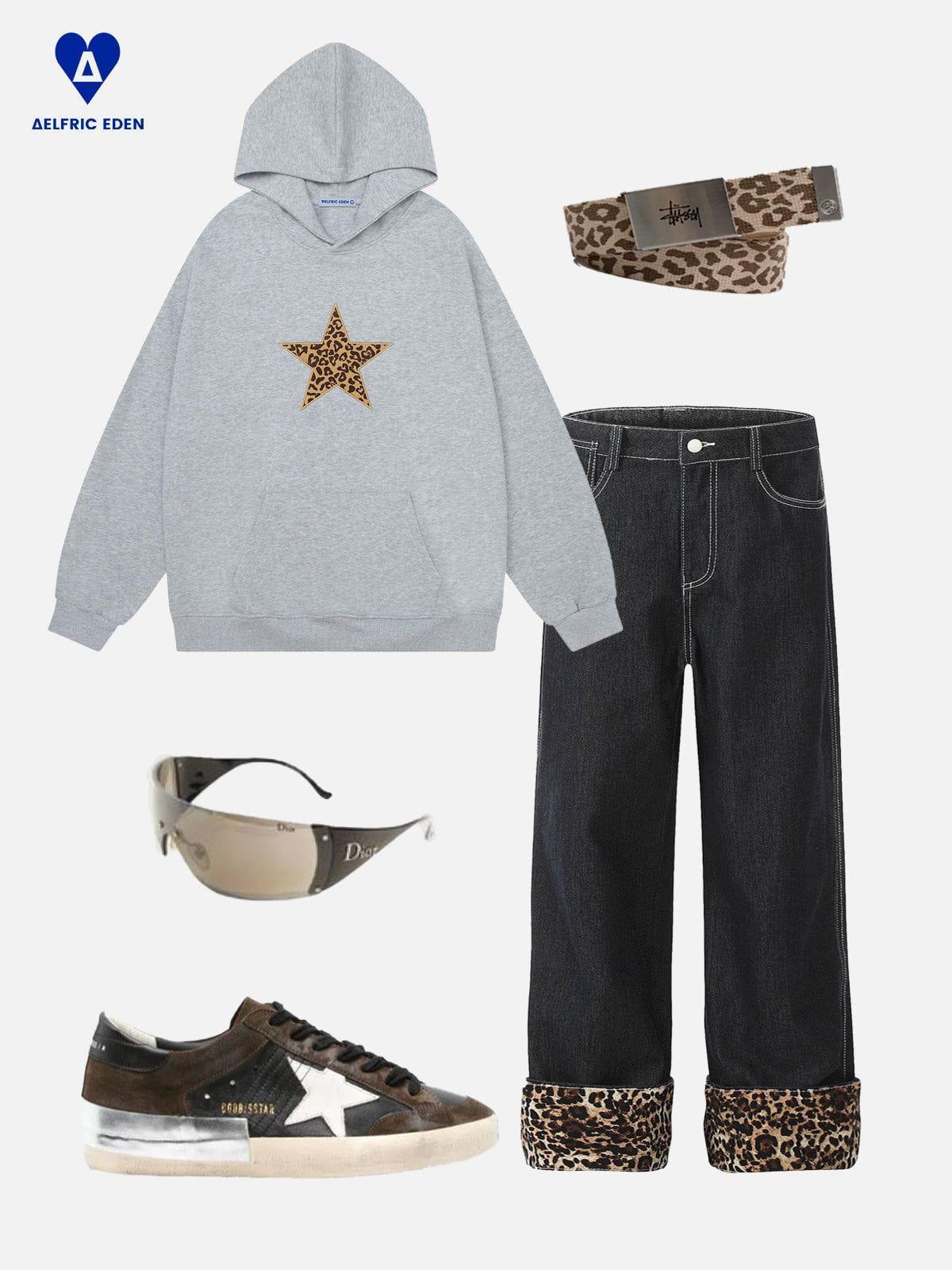 Aelfric Eden Leopard Print Star Hoodie Product Image