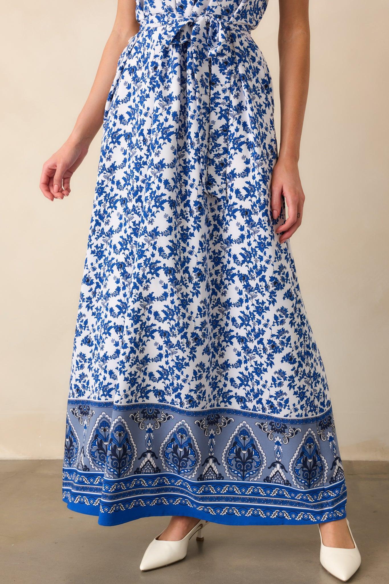 Effortless Days Blue Floral Sleeveless Maxi Dress Product Image