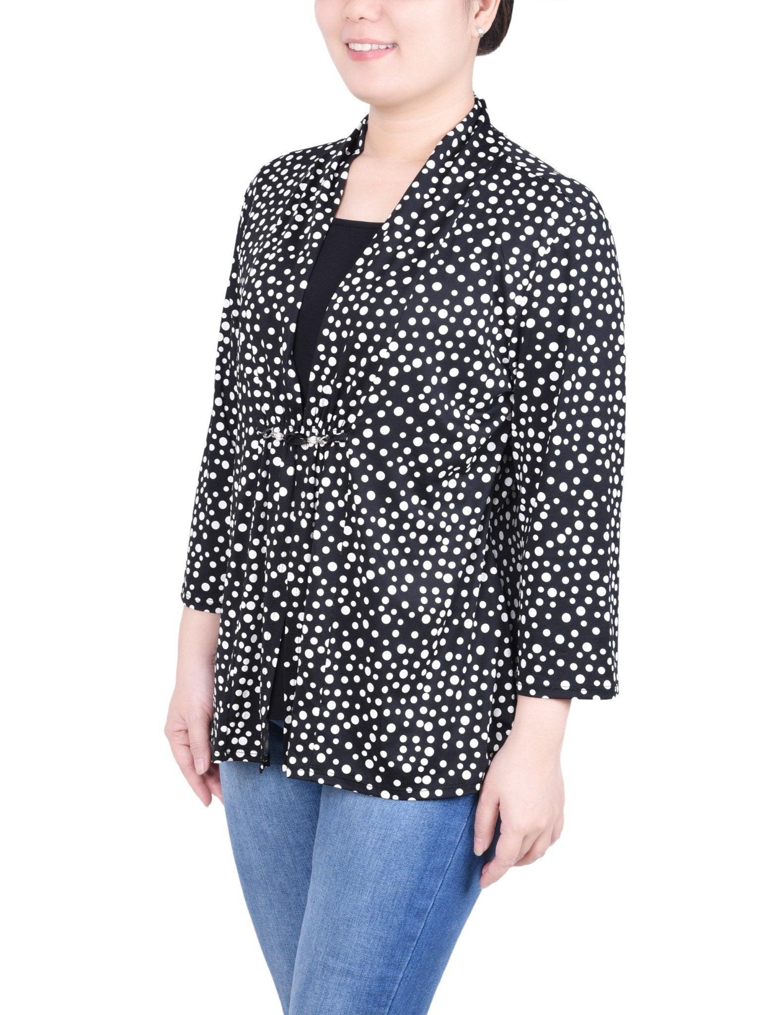 Puff Print 3/4 Sleeve Two-Fer Top - Petite Product Image