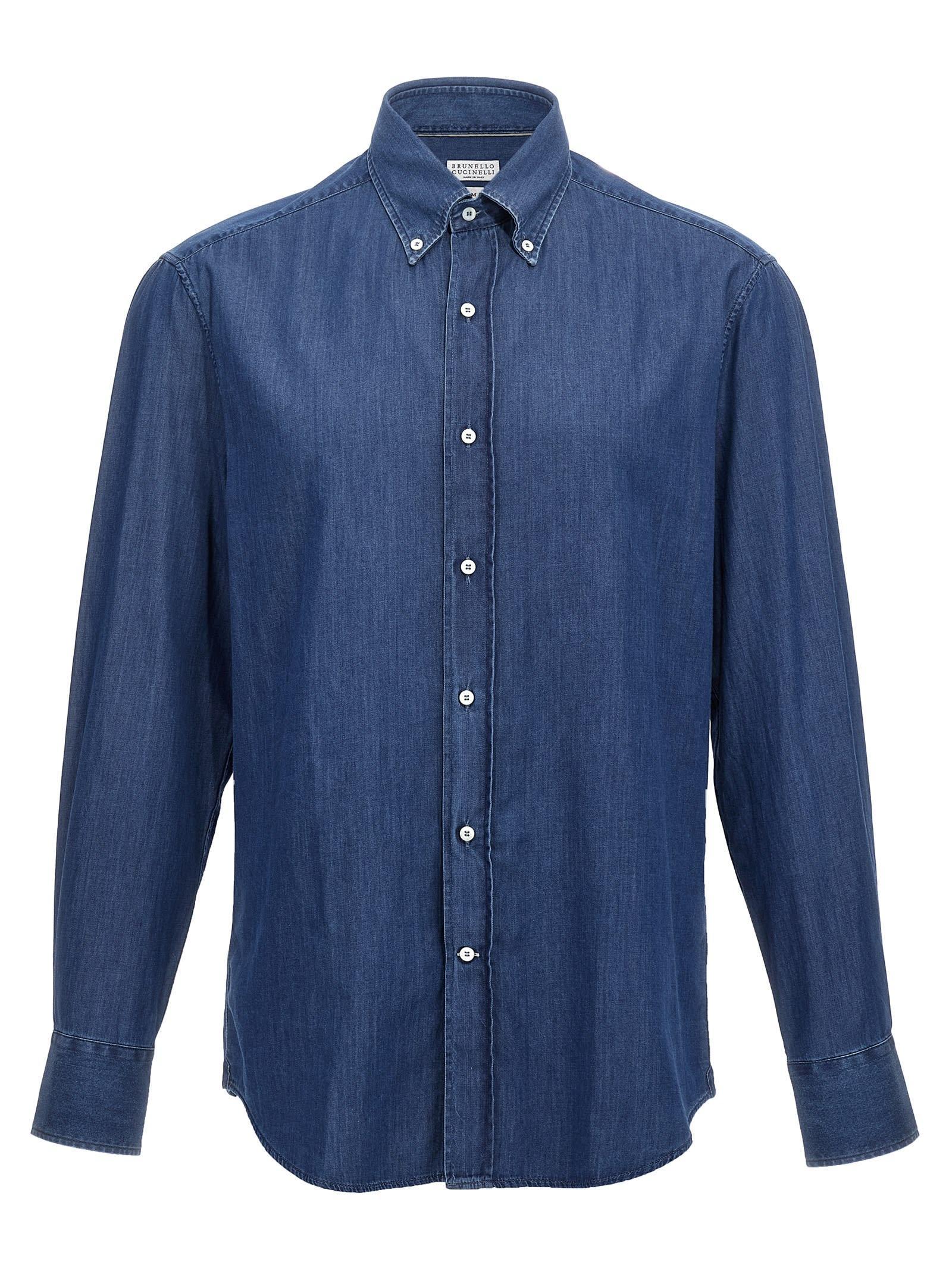 BRUNELLO CUCINELLI Shirts In Denim Scuro Product Image
