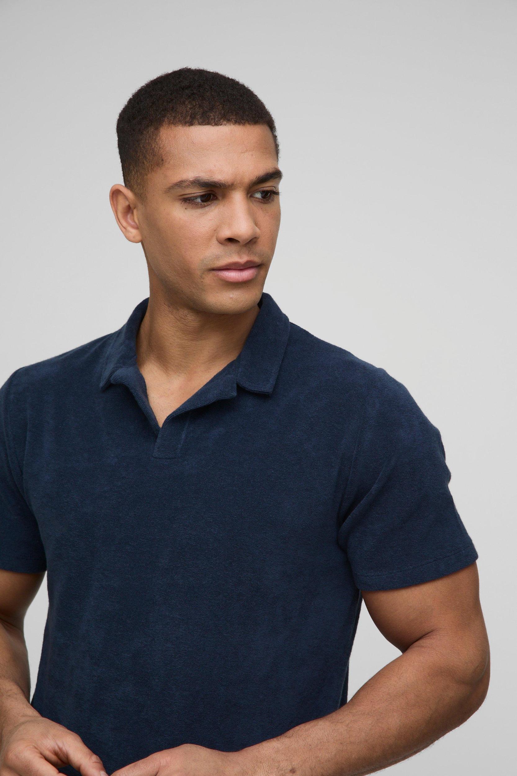 Slim Fit Revere Towelling Polo | boohooMAN USA Product Image