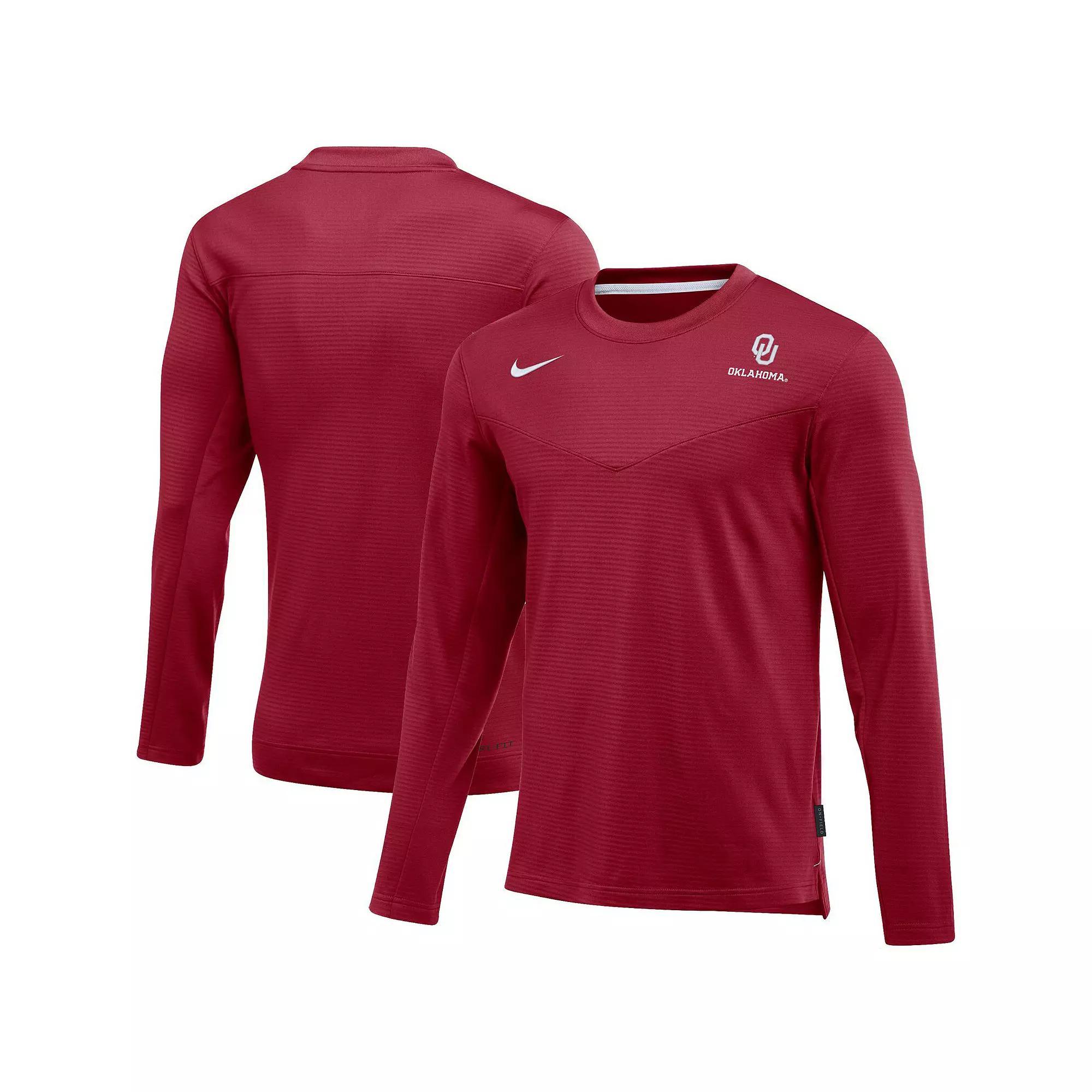 Men's Nike Crimson Oklahoma Sooners Game Day Sideline Performance Long Sleeve T-Shirt, Size: Medium, Red Product Image