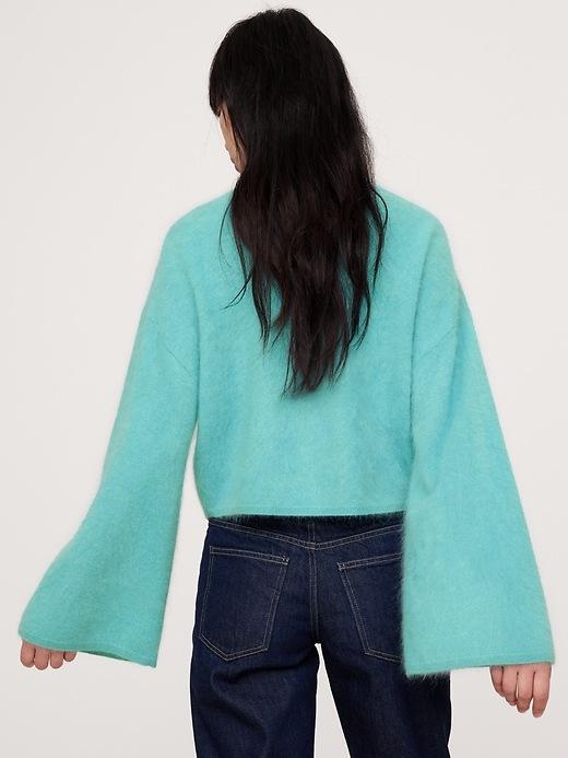 Brushed Cashmere Flare-Sleeve Cardigan Product Image