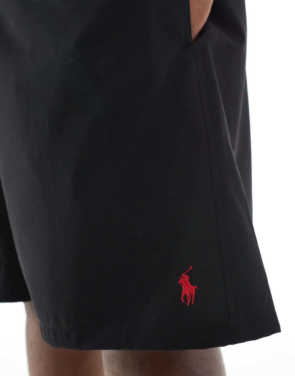 Polo Ralph Lauren Big & Tall Traveler icon logo swim shorts classic fit in black Product Image