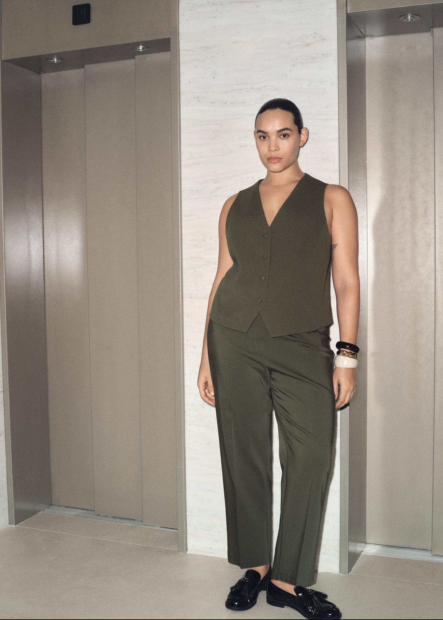 Straight pants with jewel buttons - Women | MANGO USA Product Image