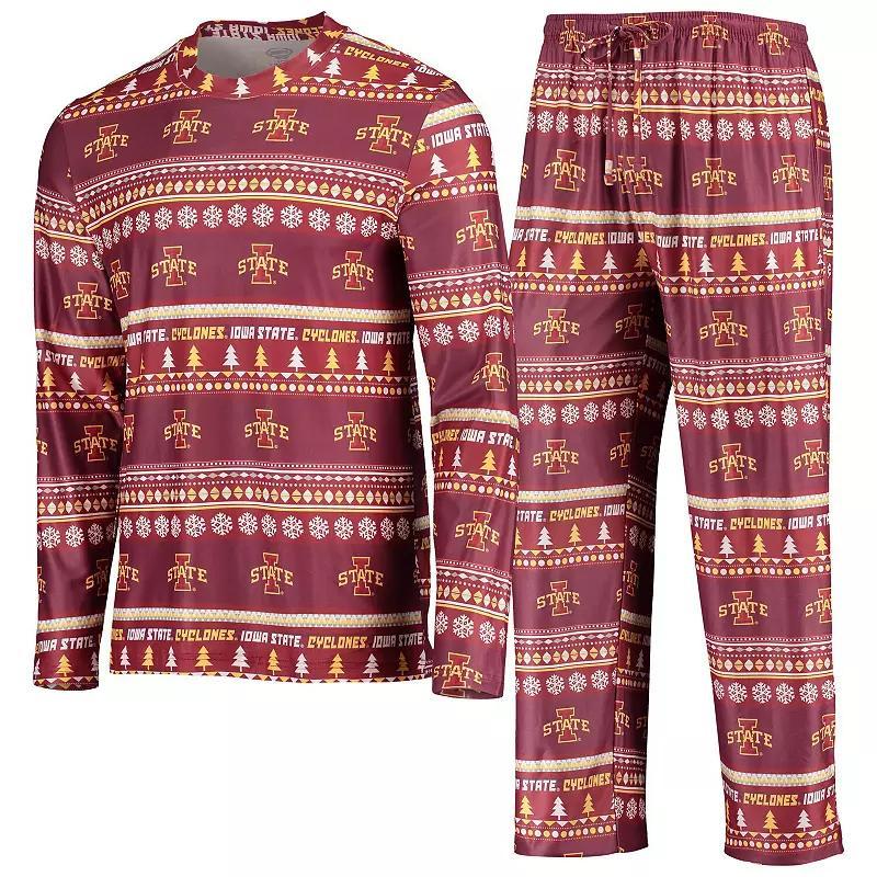 Men's Concepts Sport Cardinal Iowa State Cyclones Ugly Sweater Long Sleeve T-Shirt and Pants Sleep Set, Size: Large, Red Product Image