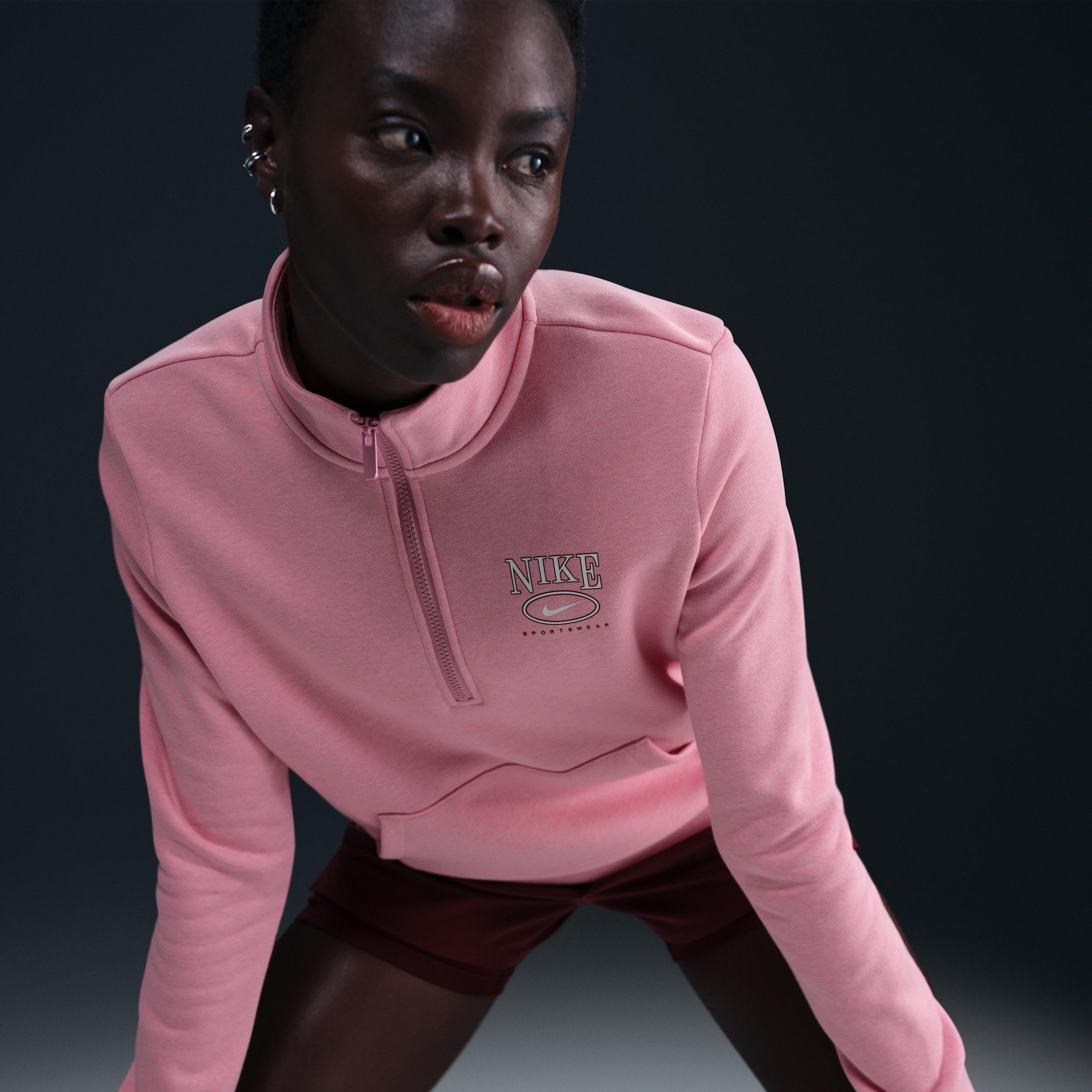 Nike Sportswear Club Fleece Women's Mock-Neck 1/2-Zip Graphic Top Product Image