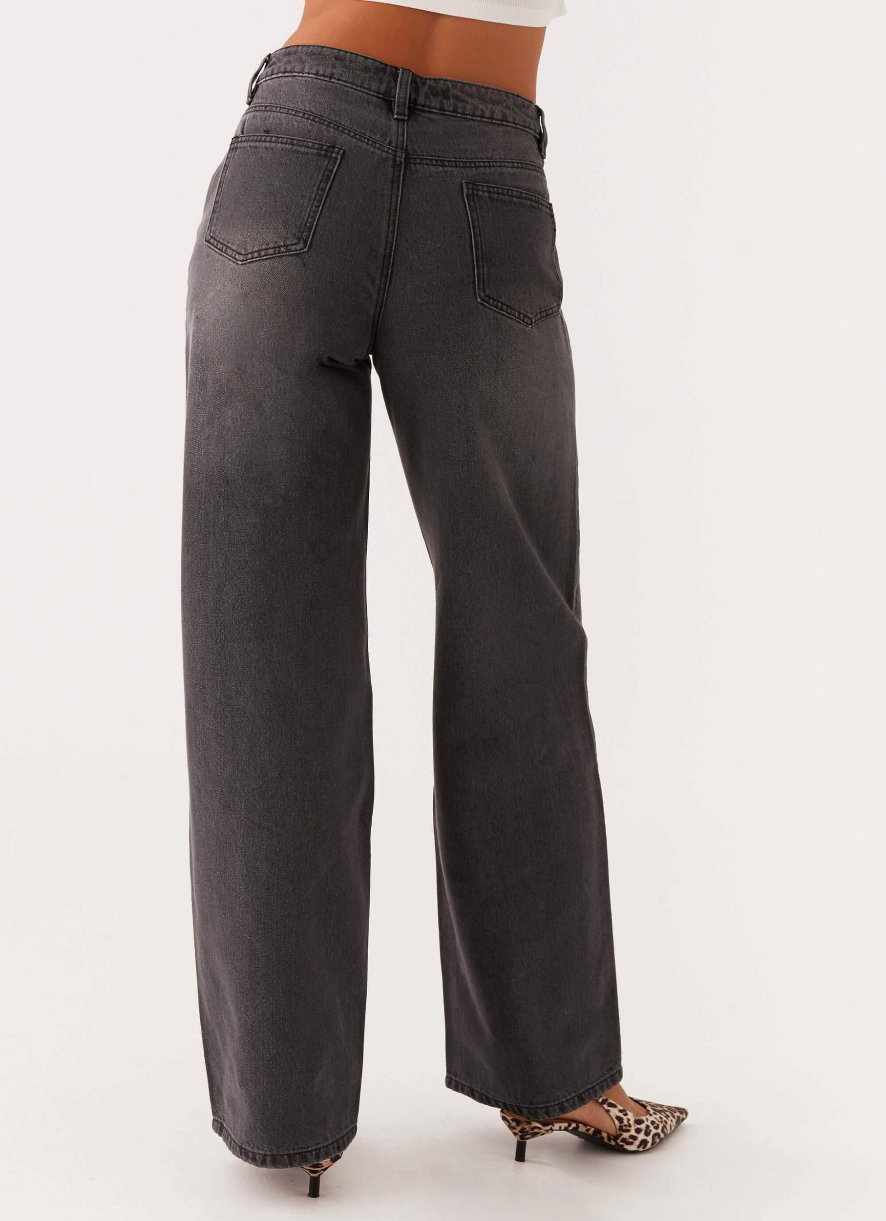 Keanna Low Rise Denim Jeans - Charcoal Product Image