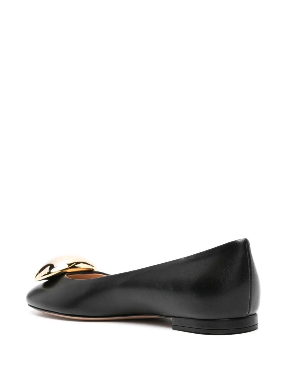 round-toe leather ballerina shoes Product Image