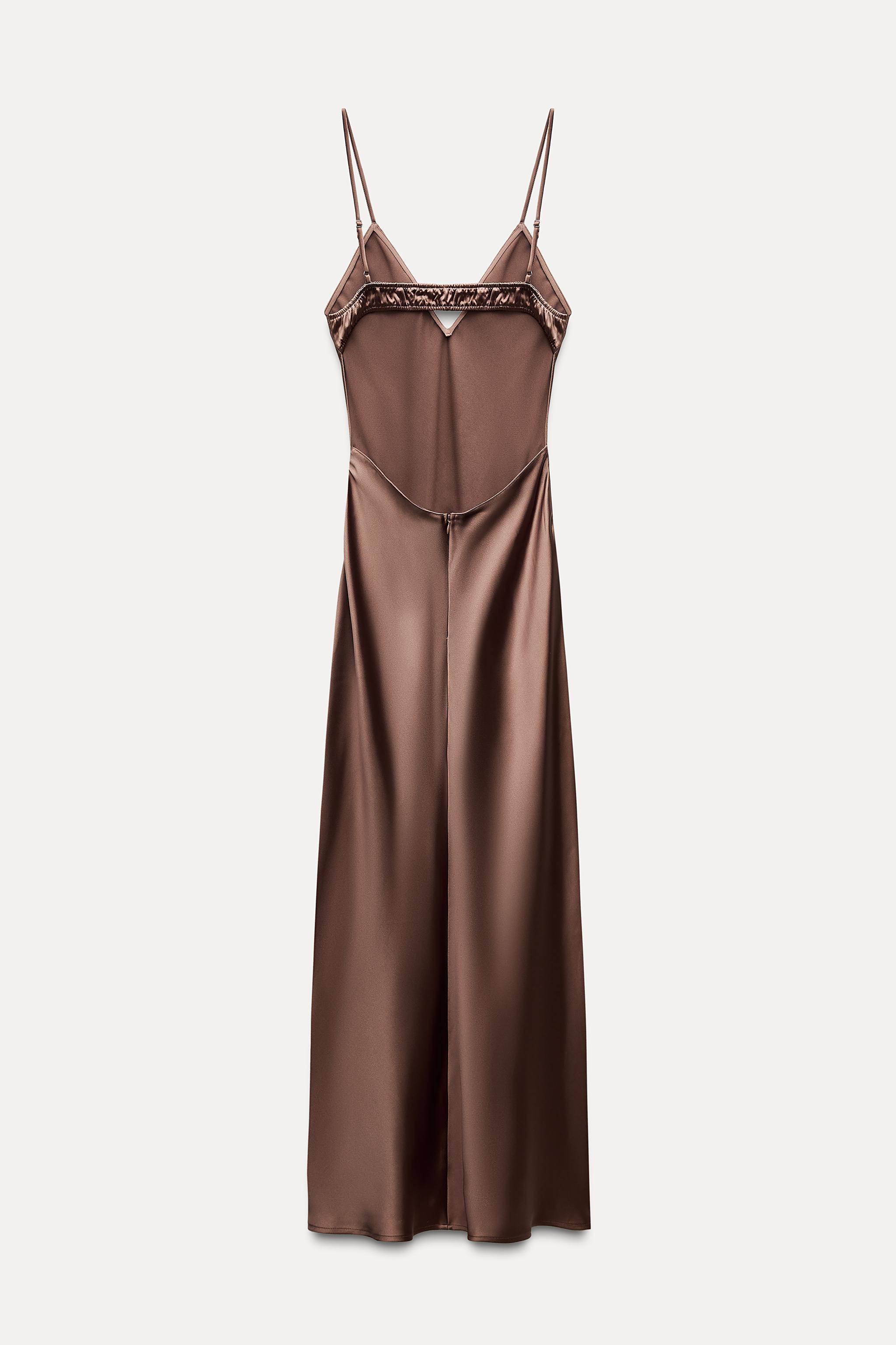 SATIN EFFECT MIDI SLIP DRESS Product Image