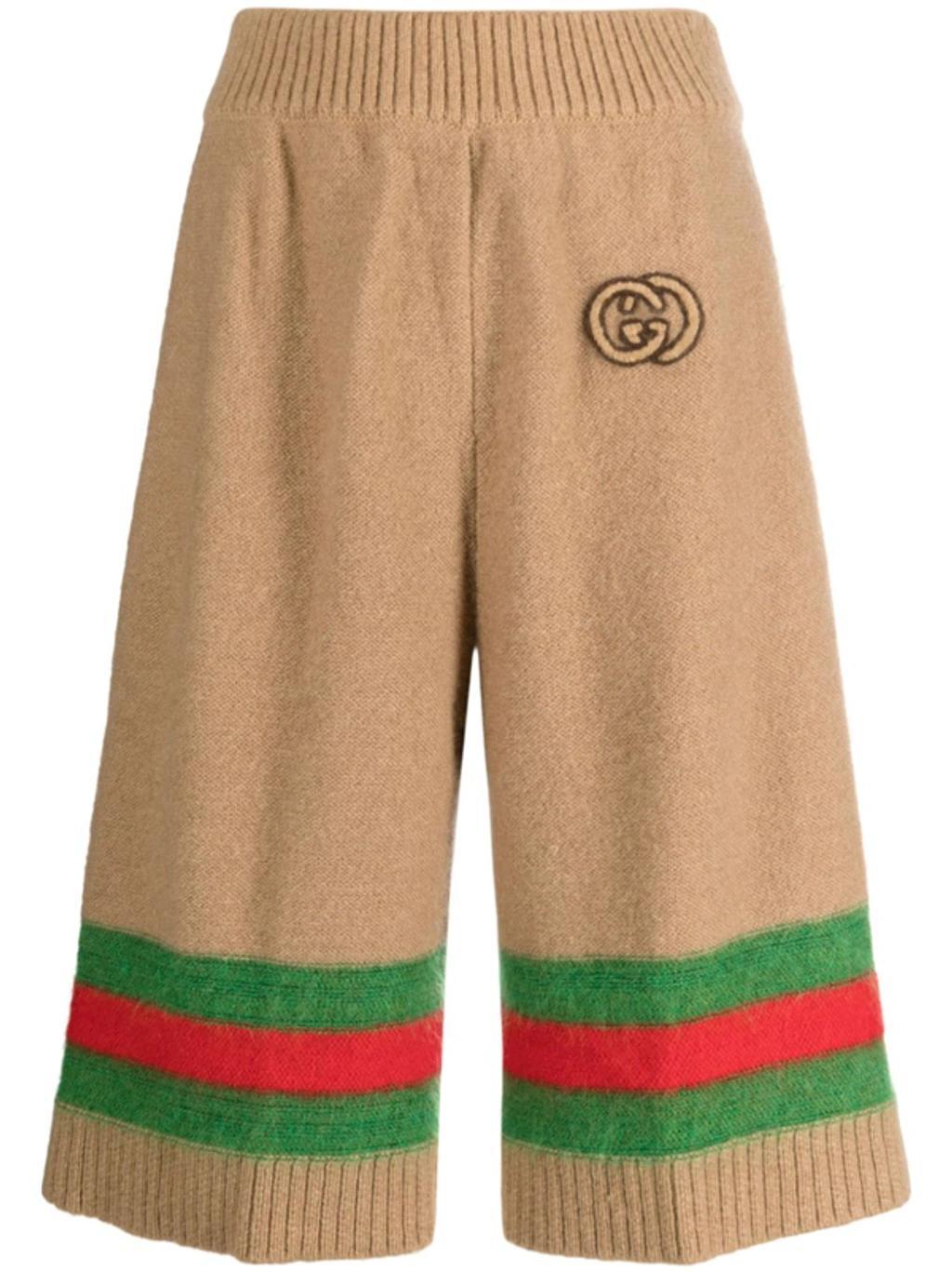 Web Detail Wool Shorts In Brown Product Image
