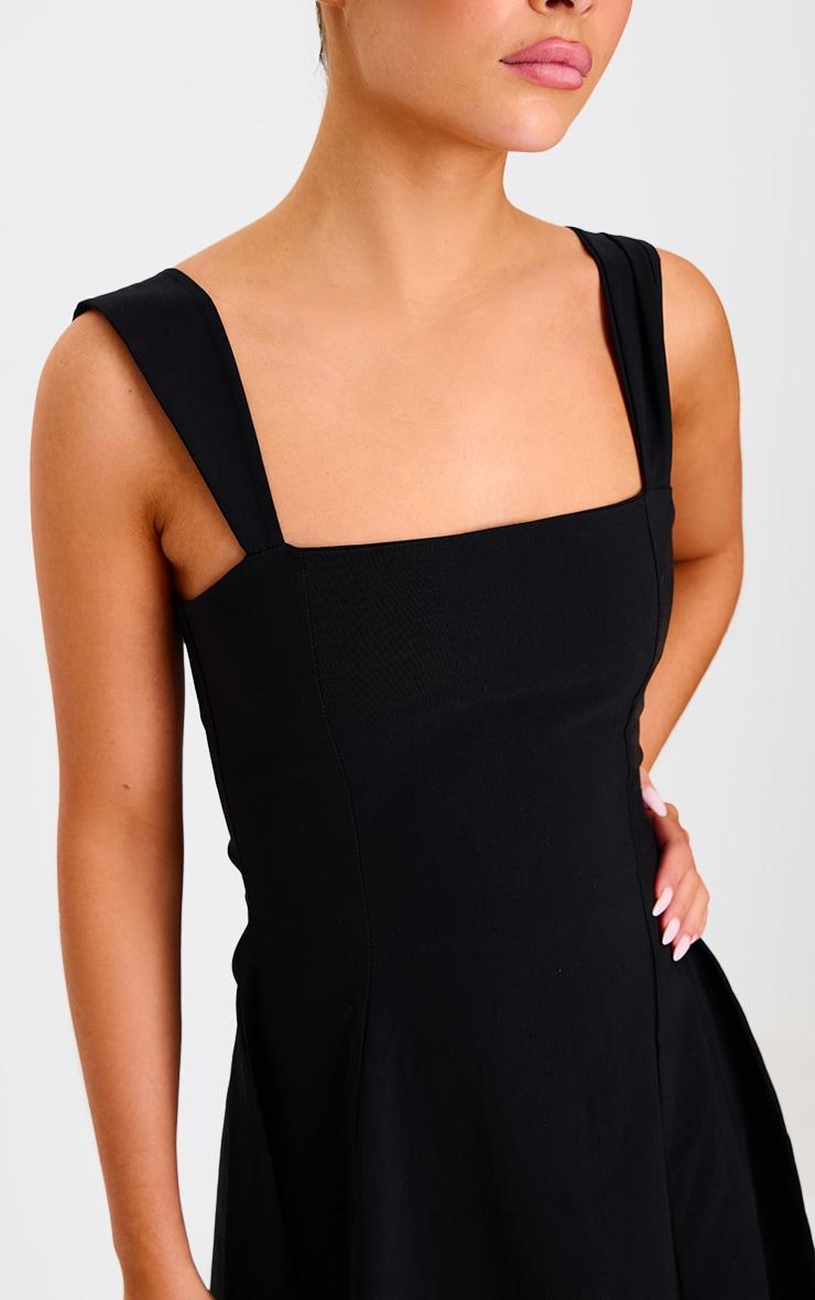 Black Stretch Woven Shift Dress Product Image