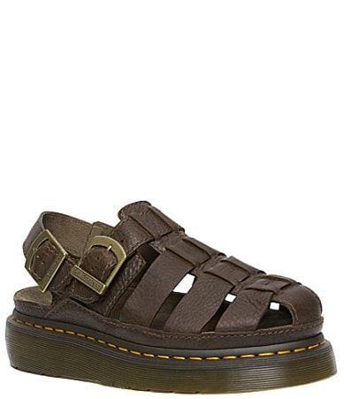 Dr. Martens Womens Wrenlie Grizzly Leather Fisherman Platform Sandals Product Image