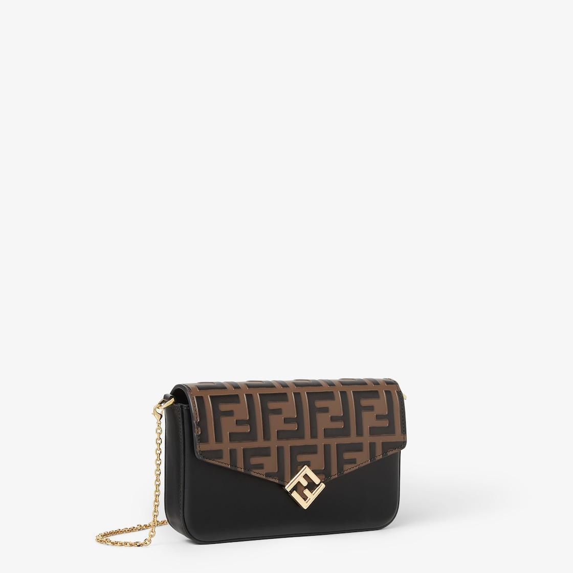 FF Diamonds Wallet On ChainBlack and brown leather wallet Product Image