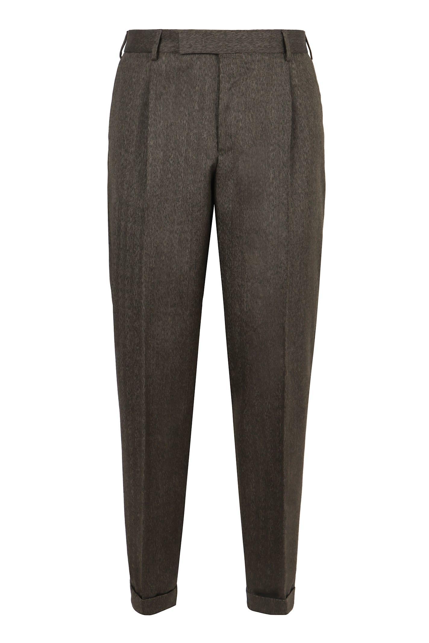 PT TORINO Check-pattern Tapered Trousers In Green Product Image