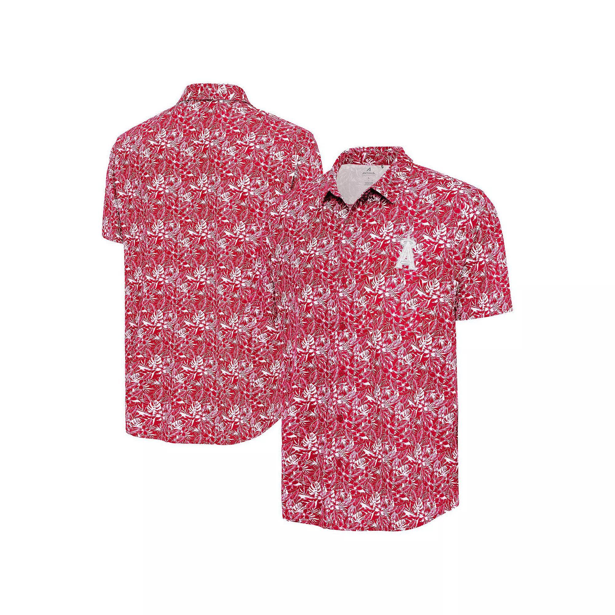 Men's Antigua Red Los Angeles Angels Resort Button-Up Shirt, Size: XXL Product Image