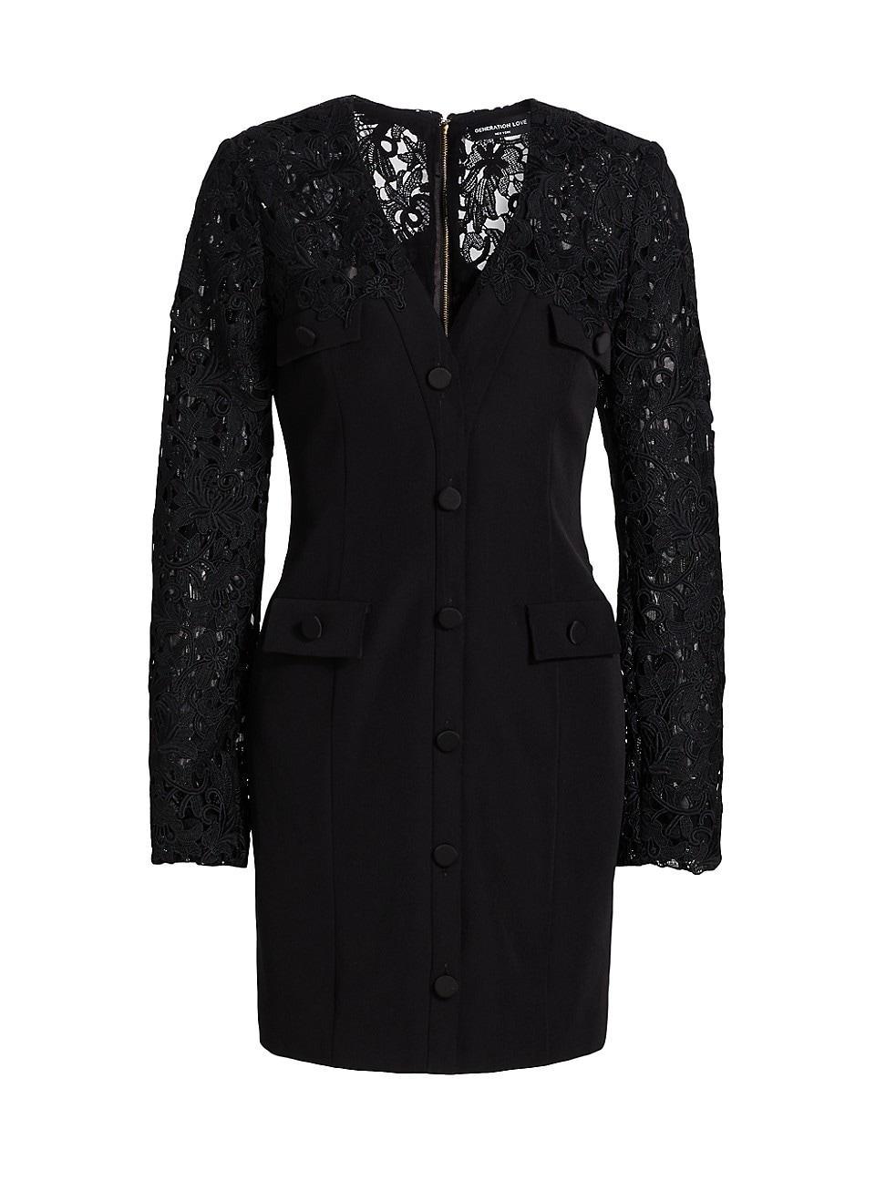 Womens Navina Lace-Trim Crepe Minidress Product Image