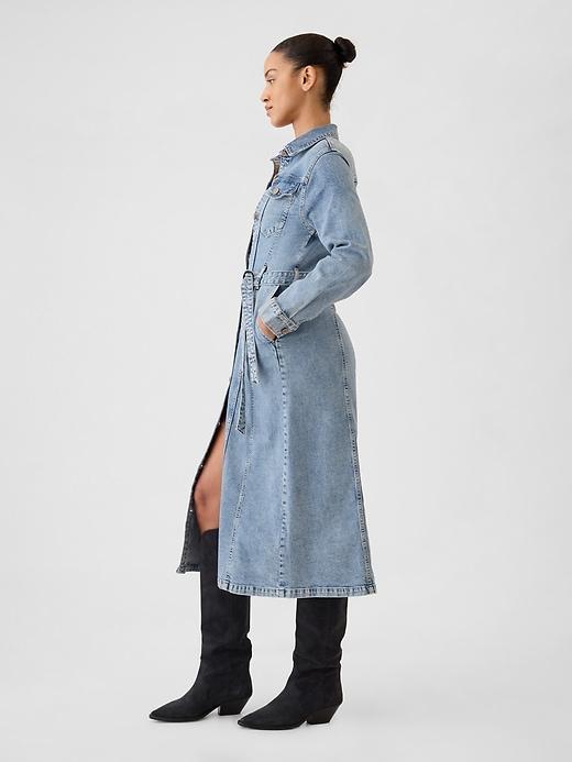 Belted Denim Midi Dress Product Image