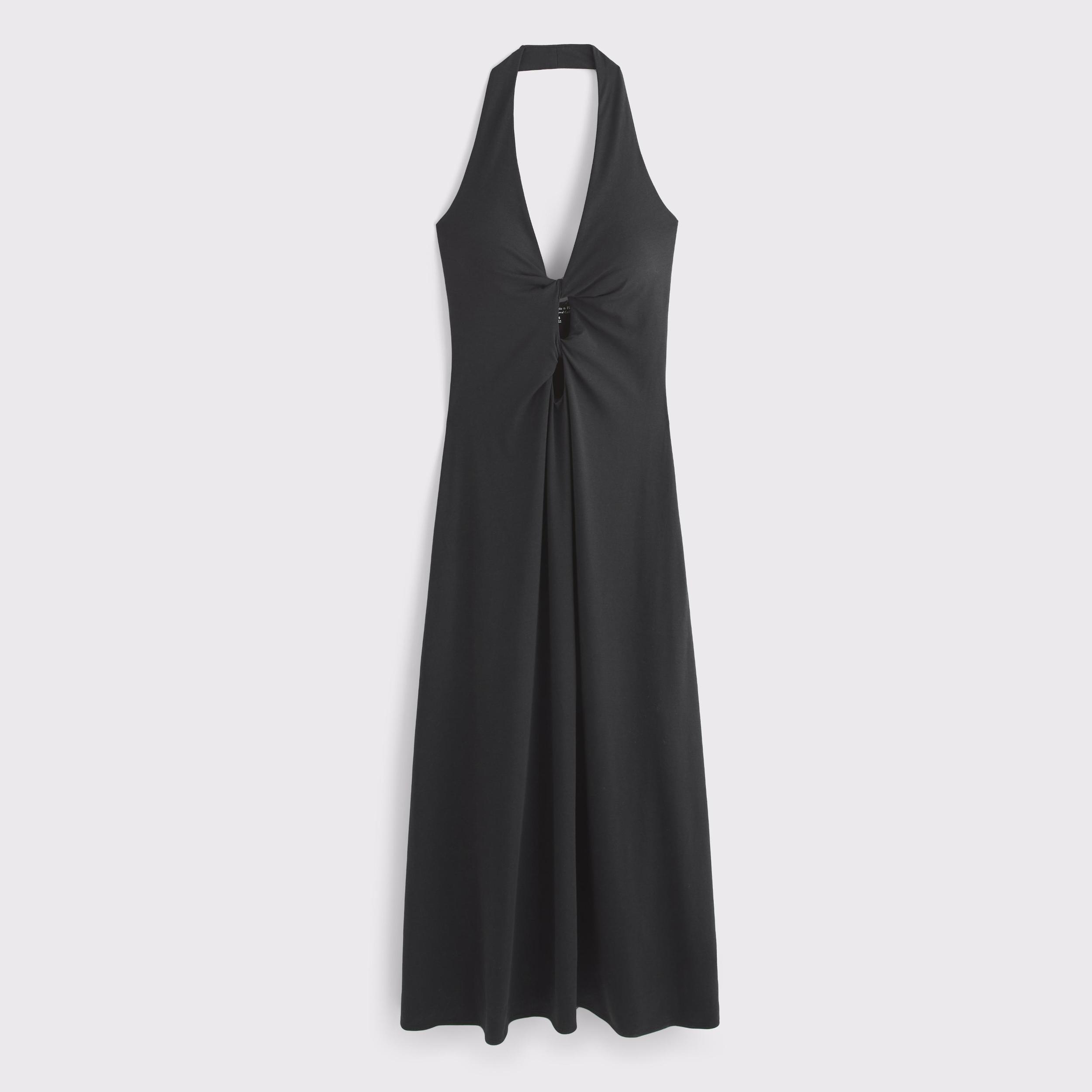 Bra-Free Cutout Halter Midi Dress Product Image