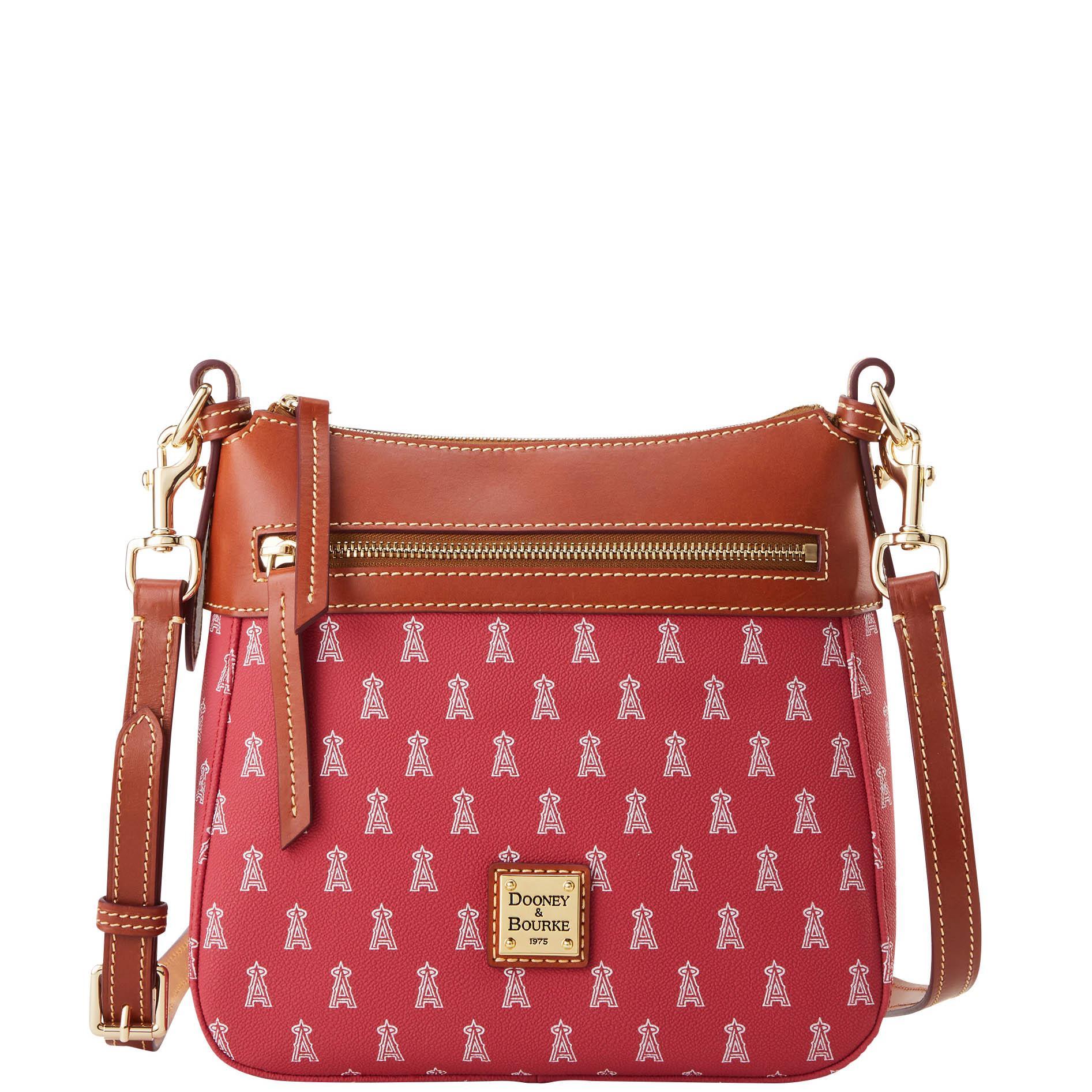 Dooney & Bourke Womens MLB Angels Coated Cotton Crossbody 25 Bag in Red Product Image
