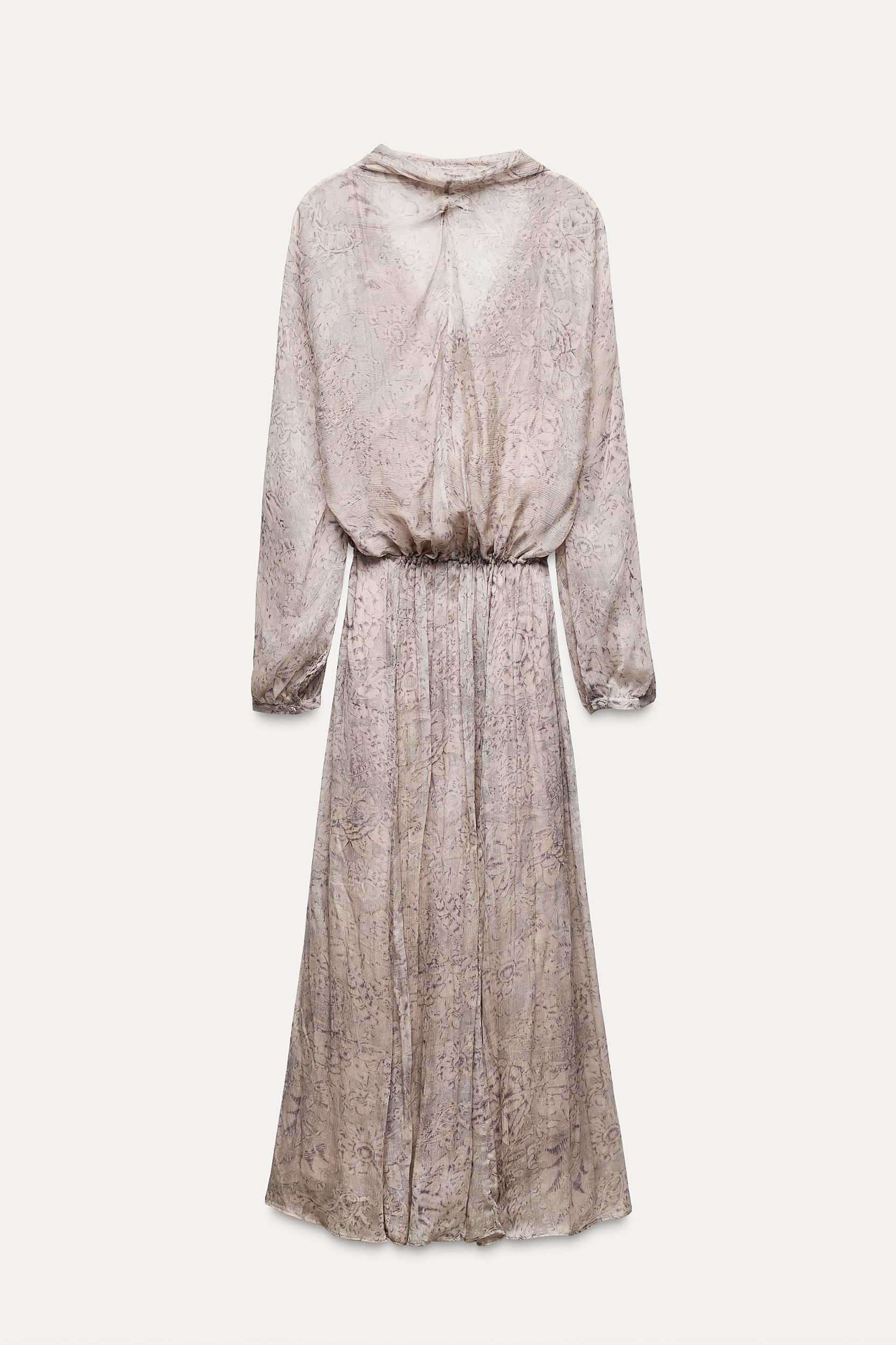 VOLUMINOUS PRINTED LONG DRESS ZW COLLECTION Product Image