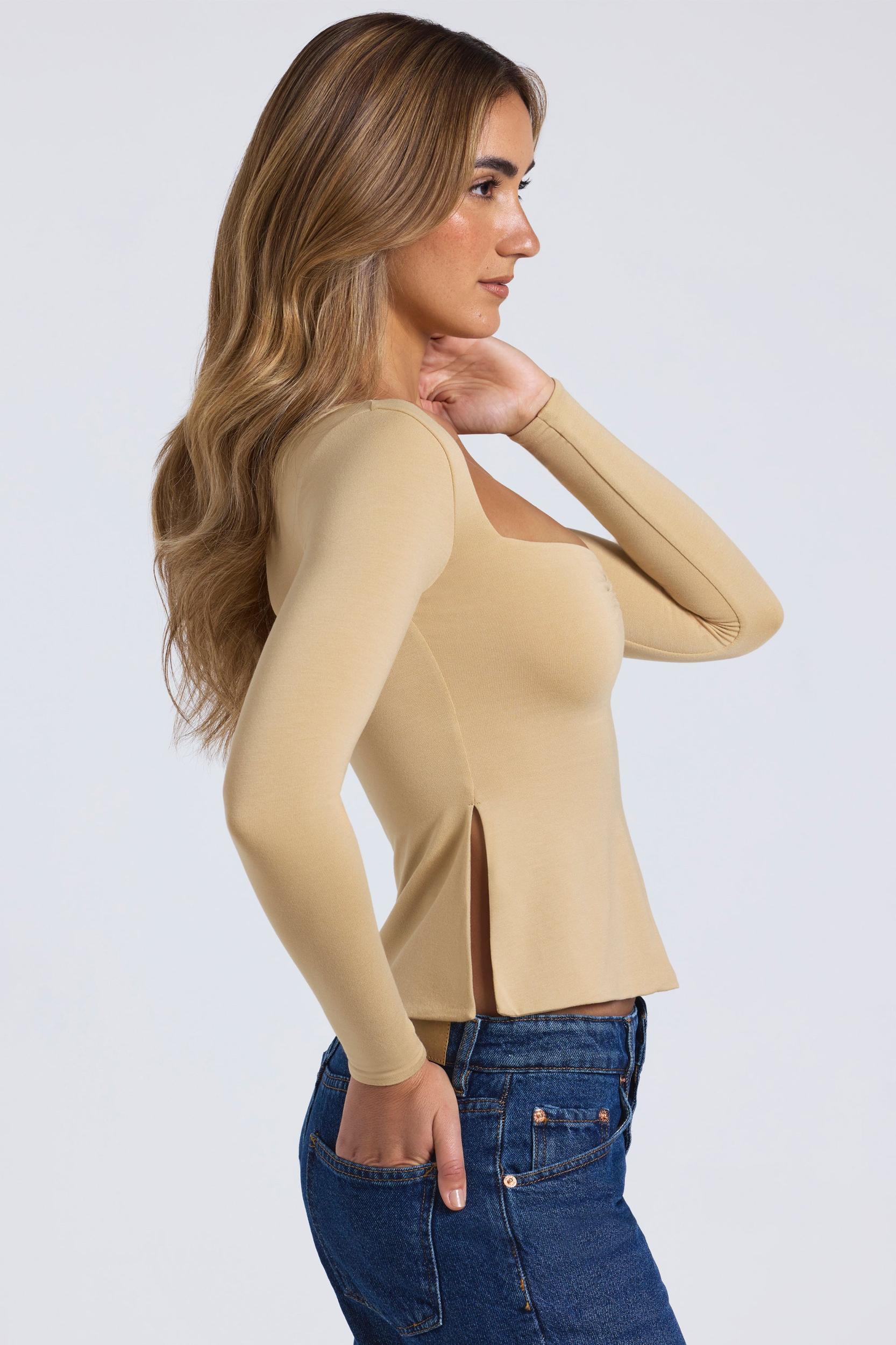 Modal Sweetheart-Neck Top in Sand Female Product Image