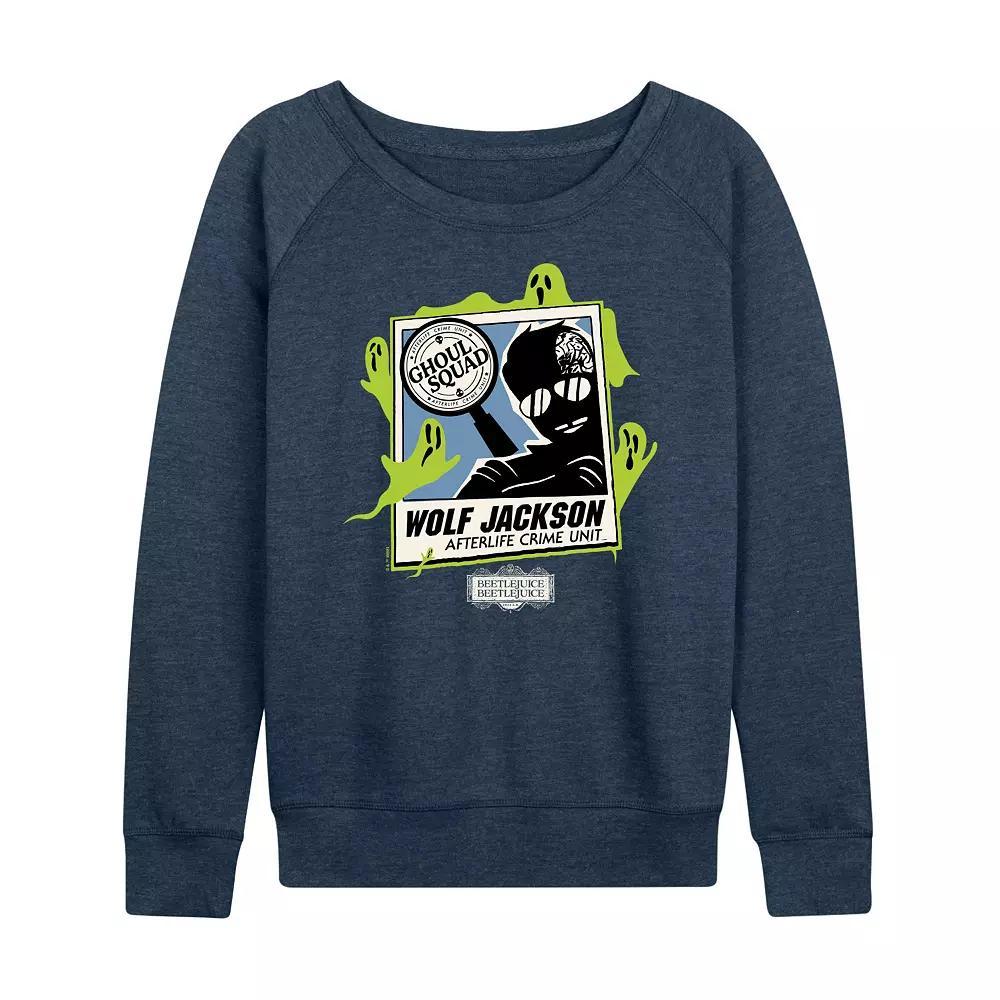 Womens Beetlejuice 2 Wolf Jackson French Terry Long Sleeve Tee Grey Blue Product Image