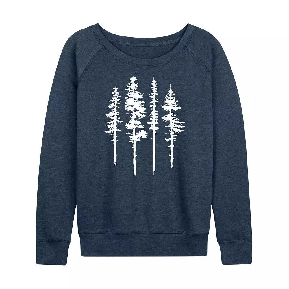 Womens Abstract Trees French Terry Long Sleeve Tee Grey Indigo Product Image