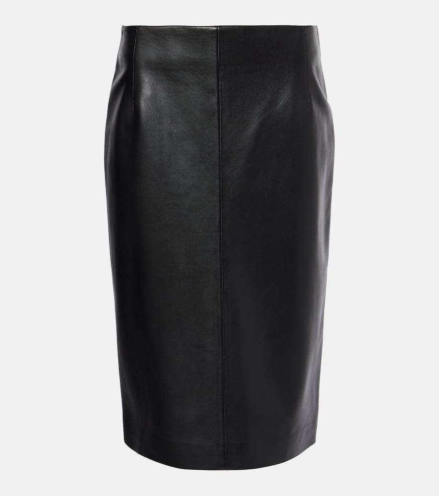 NOUR HAMMOUR Lady Leather Midi Skirt In Black Product Image