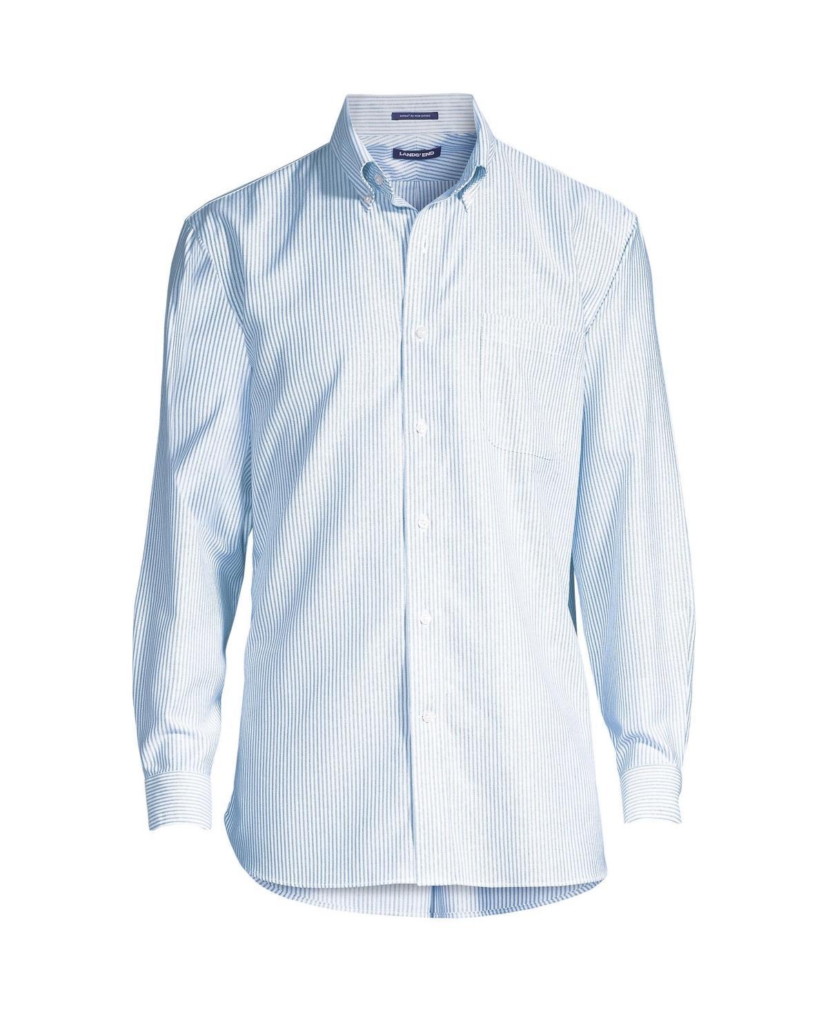 Lands End Mens Pattern No Iron Supima Oxford Dress Shirt - Royal cobalt Product Image