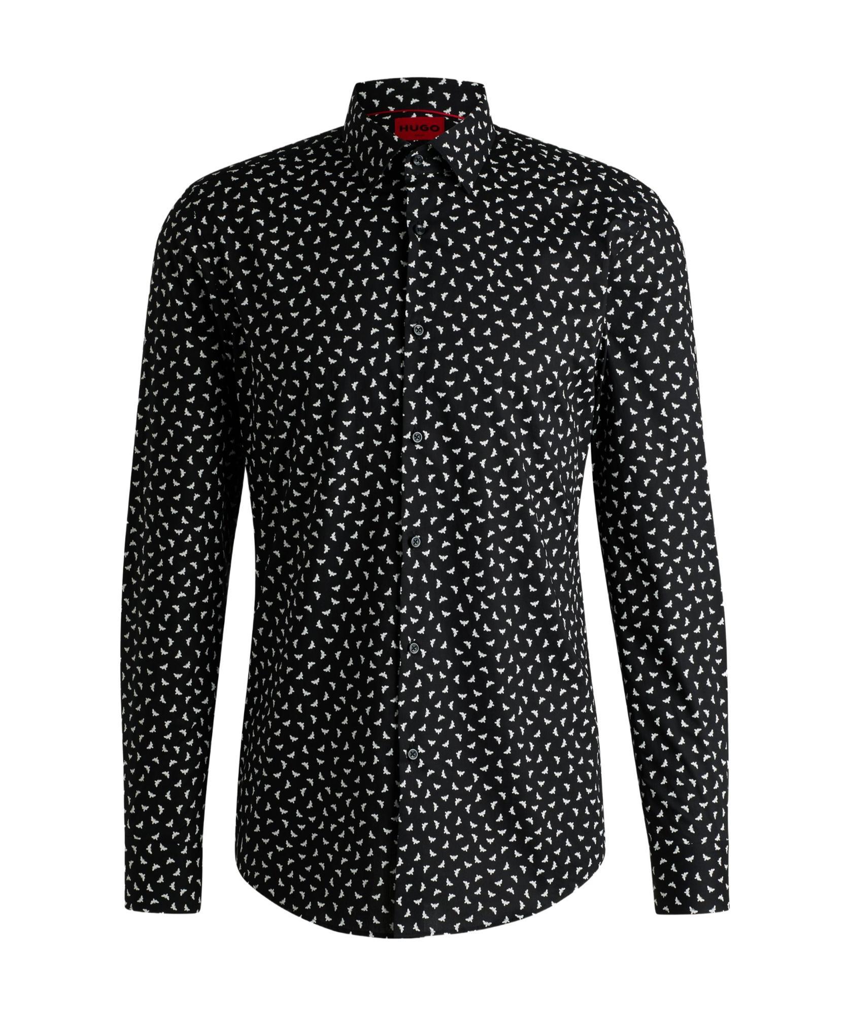 HUGO BOSS Regular-fit Shirt In Printed Stretch Cotton In Black Product Image