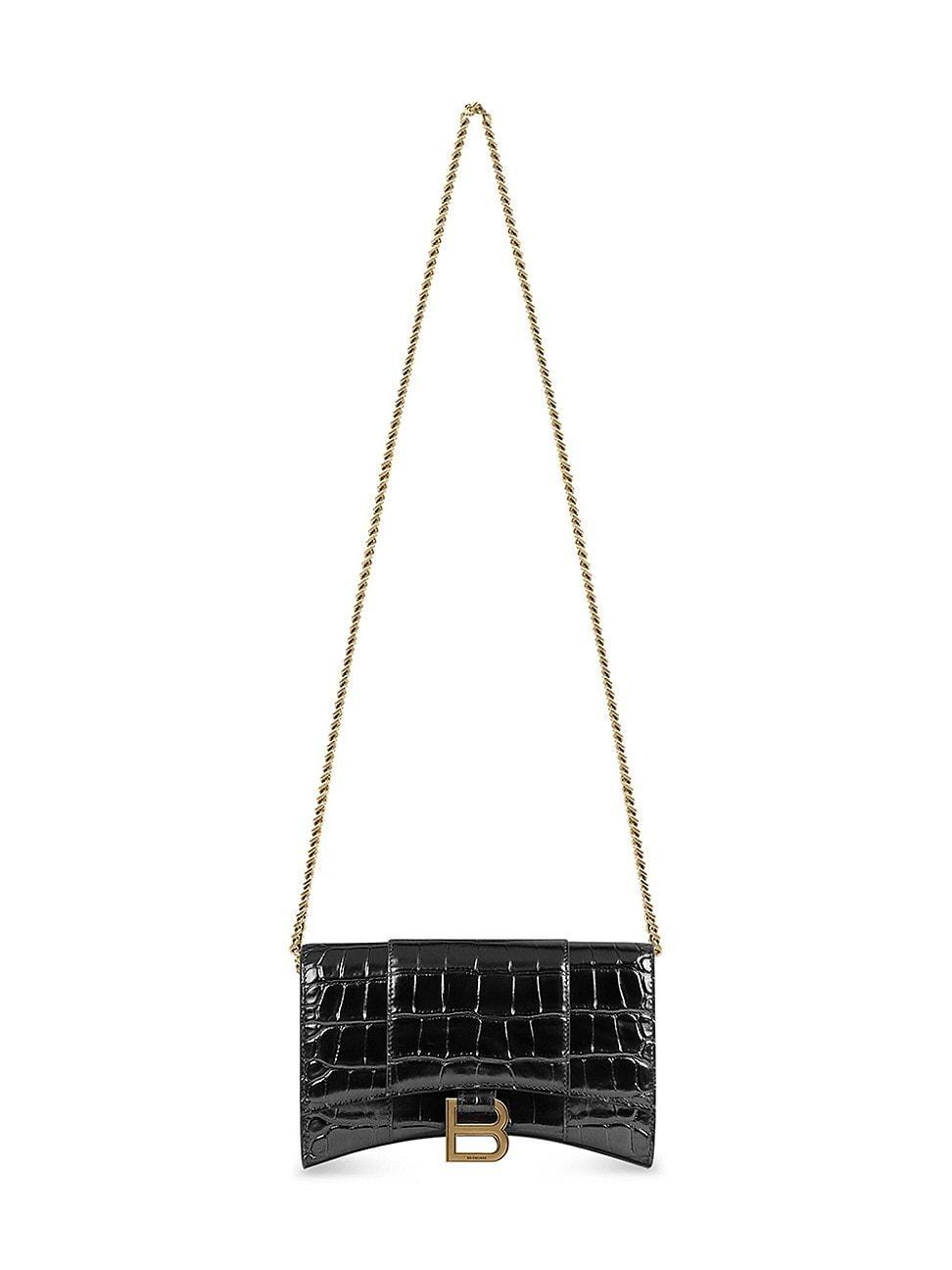 Womens Hourglass Wallet with Chain Crocodile Embossed Product Image