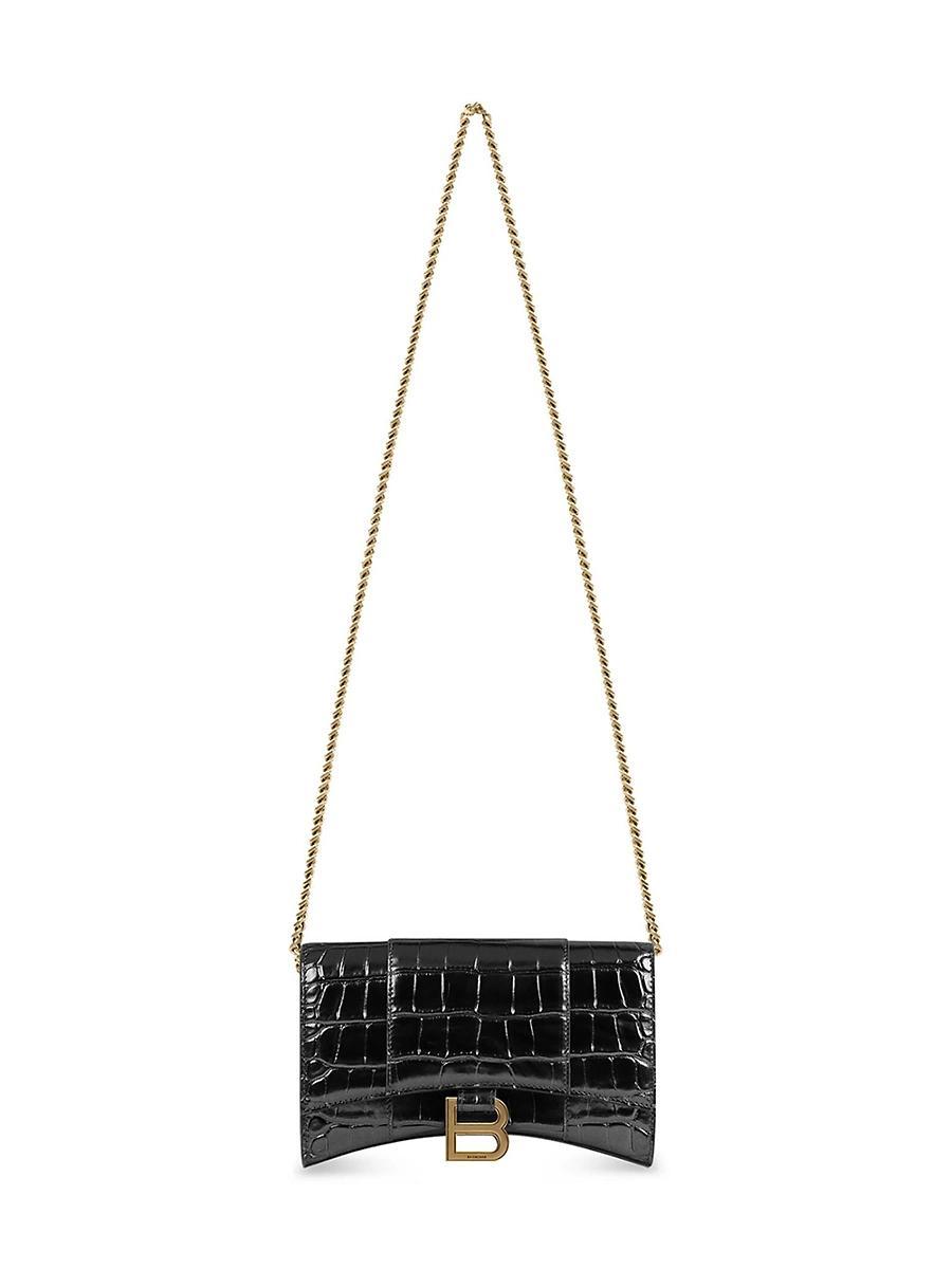Womens Hourglass Wallet with Chain Crocodile Embossed Product Image