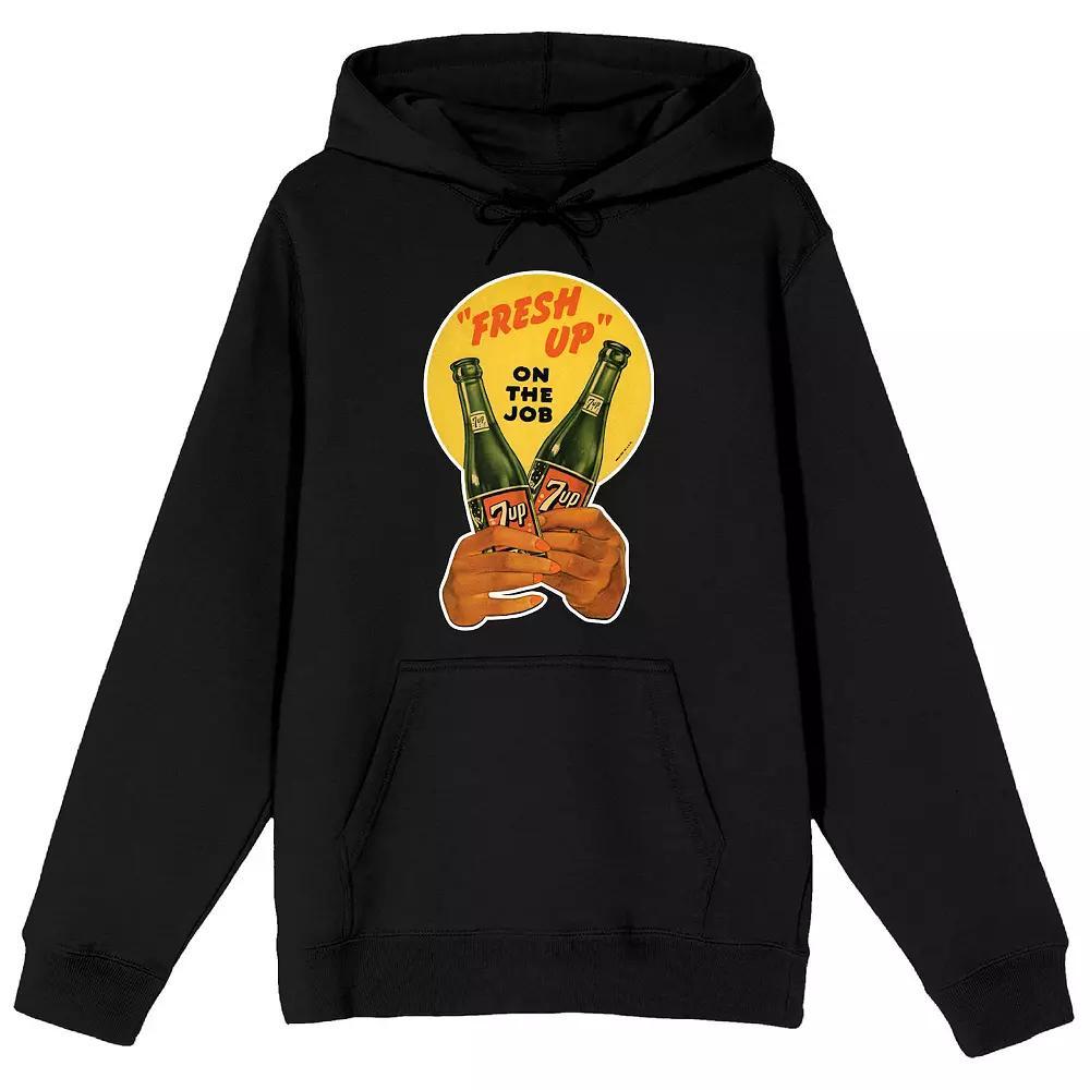 Men's 7UP Soda "Fresh Up On The Job" Graphic Hoodie, Size: Small, Black Product Image